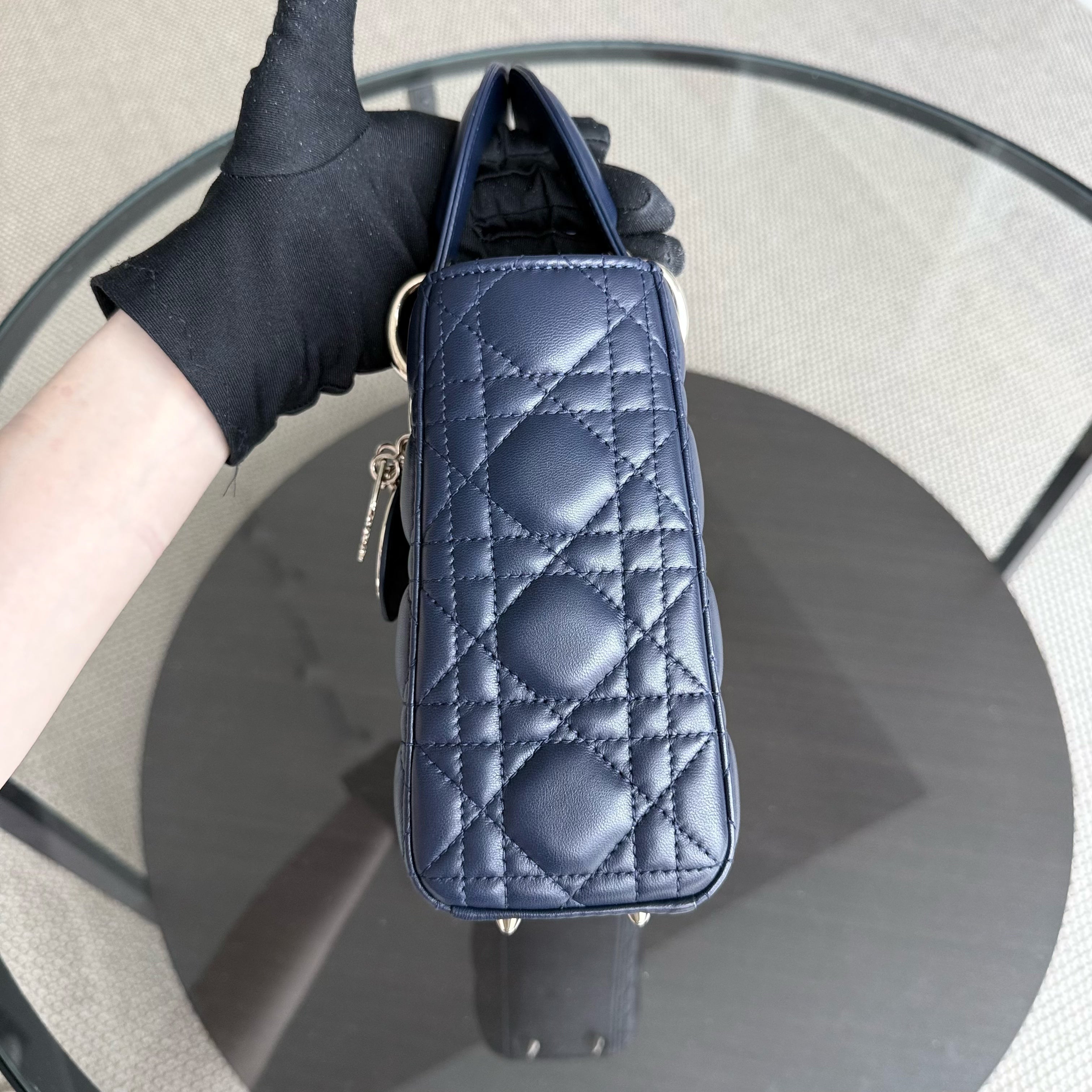 Dior Lady Small - Cannage Lambskin Dark Blue Gold Hardware