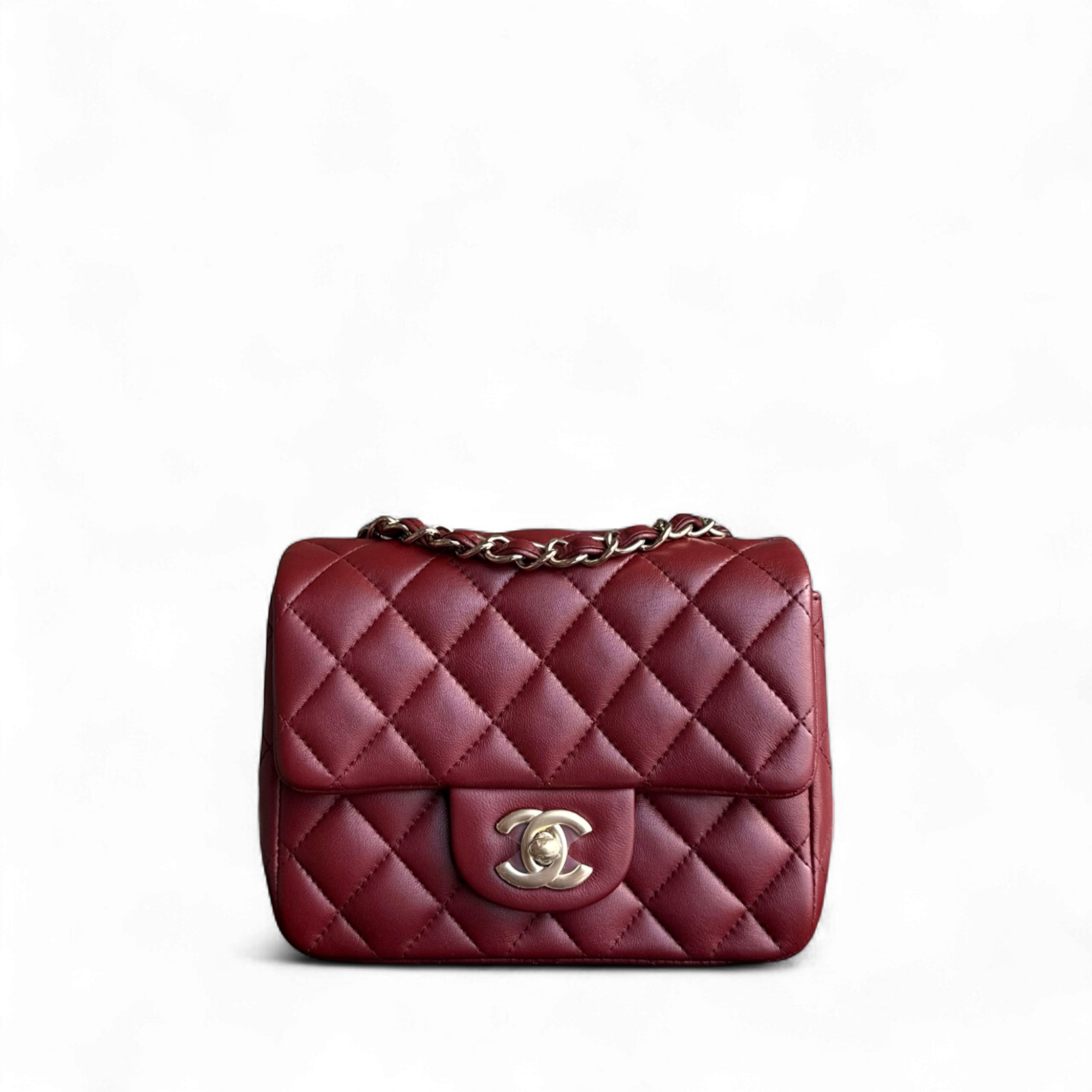 Chanel Classic Flap Mini Square - 17CM Quilted Lambskin Red Gold Hardware Series 24