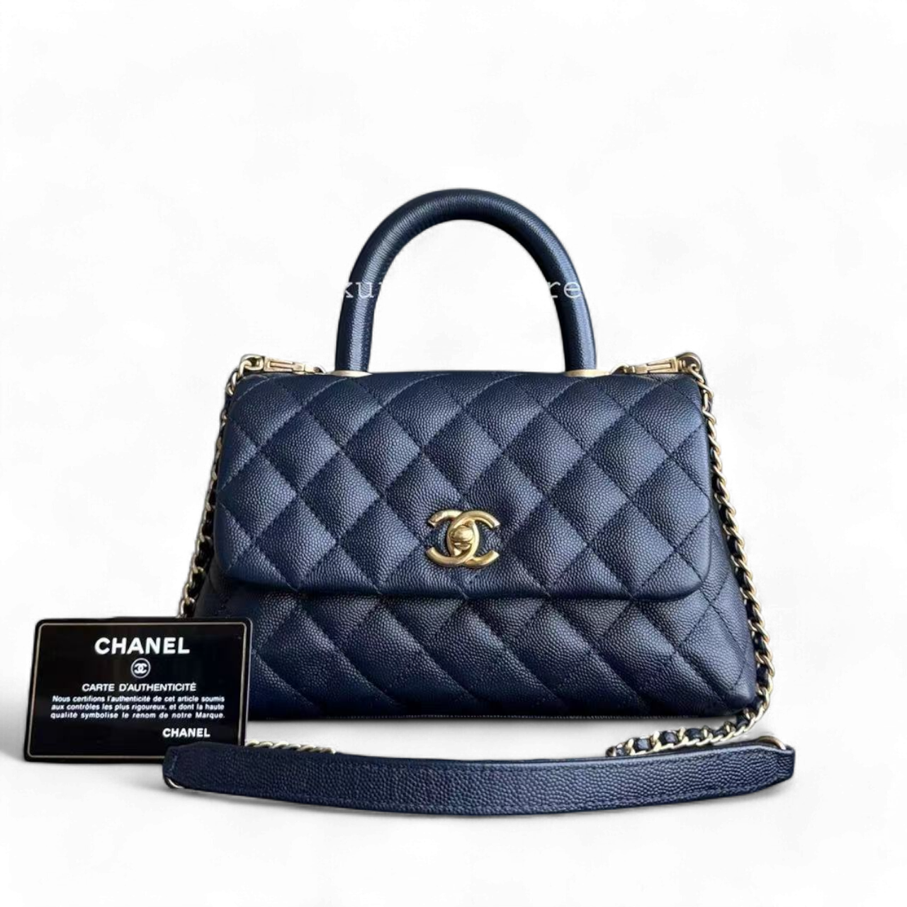Chanel Coco Handle Small - 24CM Caviar Quilted Navy Dark Blue Gold Hardware Series 27