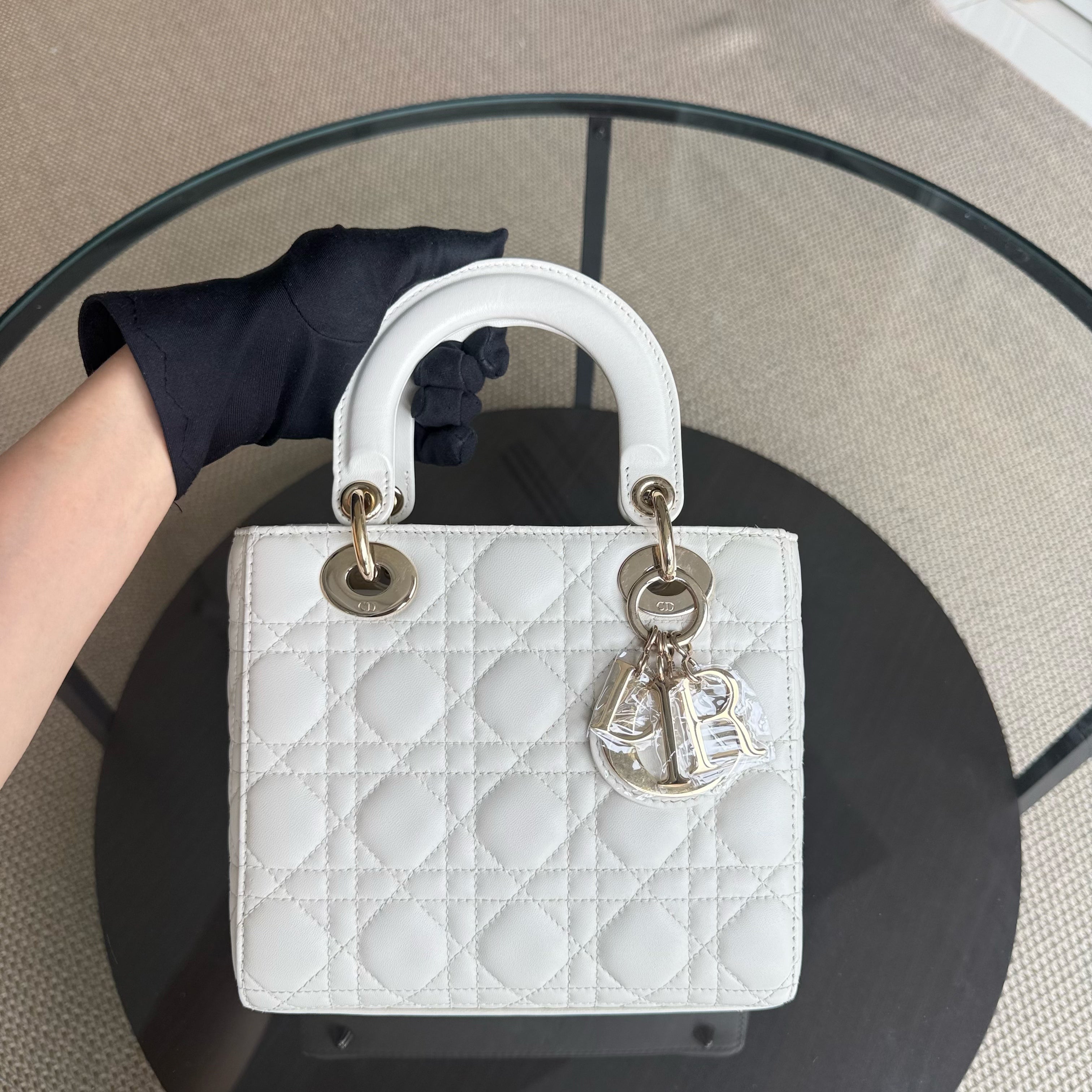 Dior Lady Small ABC - Cannage Lambskin White Gold Hardware MyABC