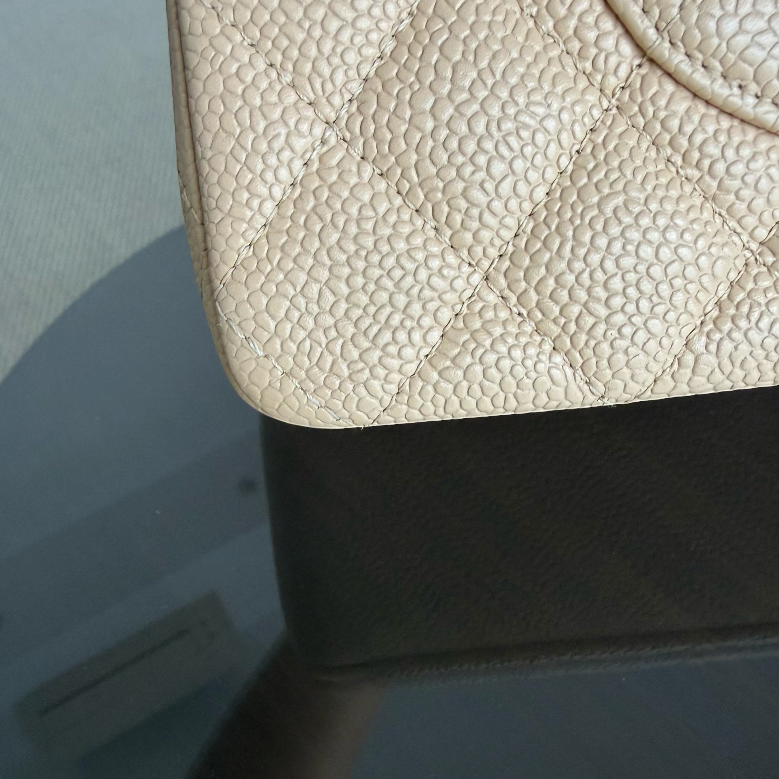 Chanel Classic Flap Medium - Caviar 25CM Quilted Beige Gold Hardware Series 14