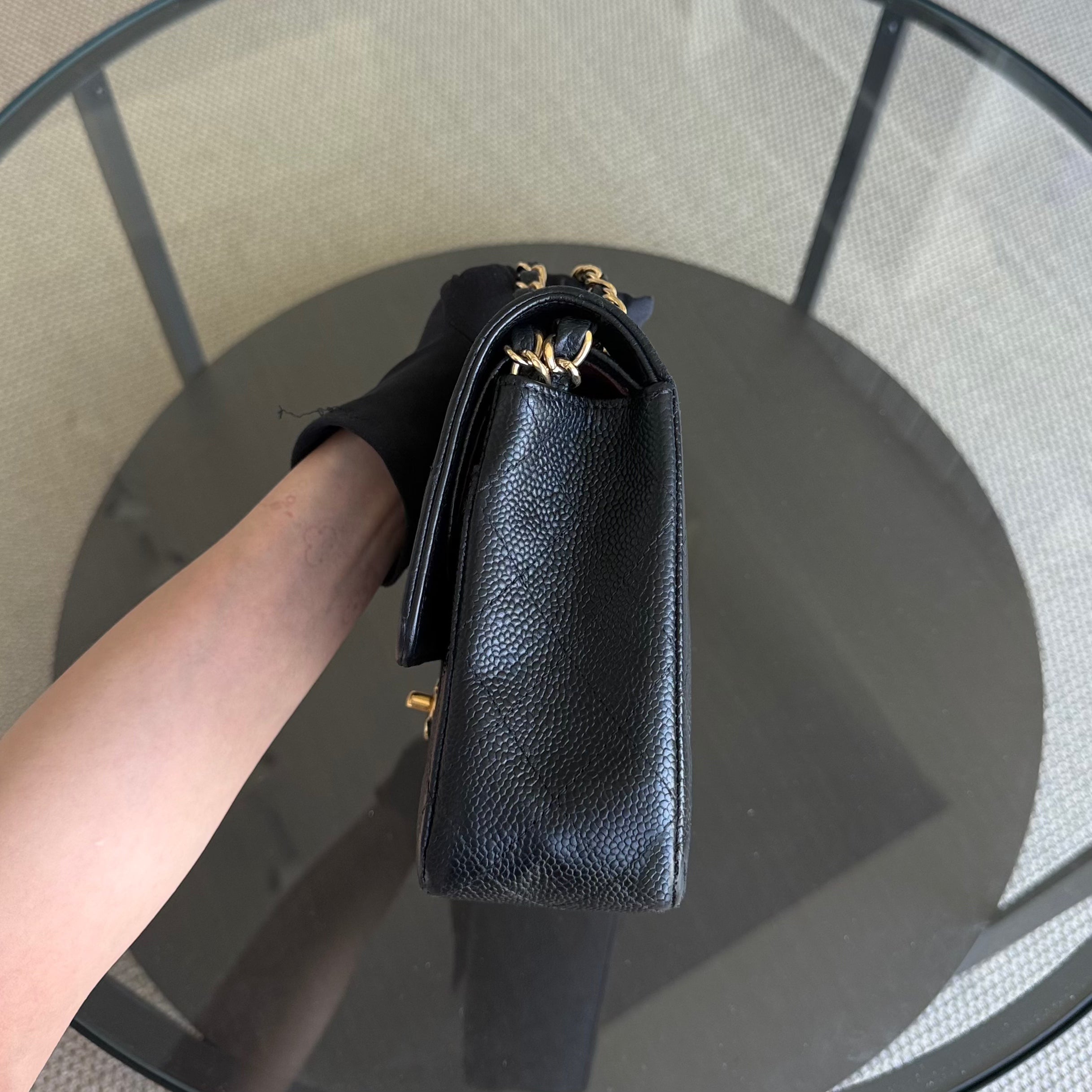Chanel Classic Flap Medium - Caviar 25CM Quilted Black Gold Hardware Series 15