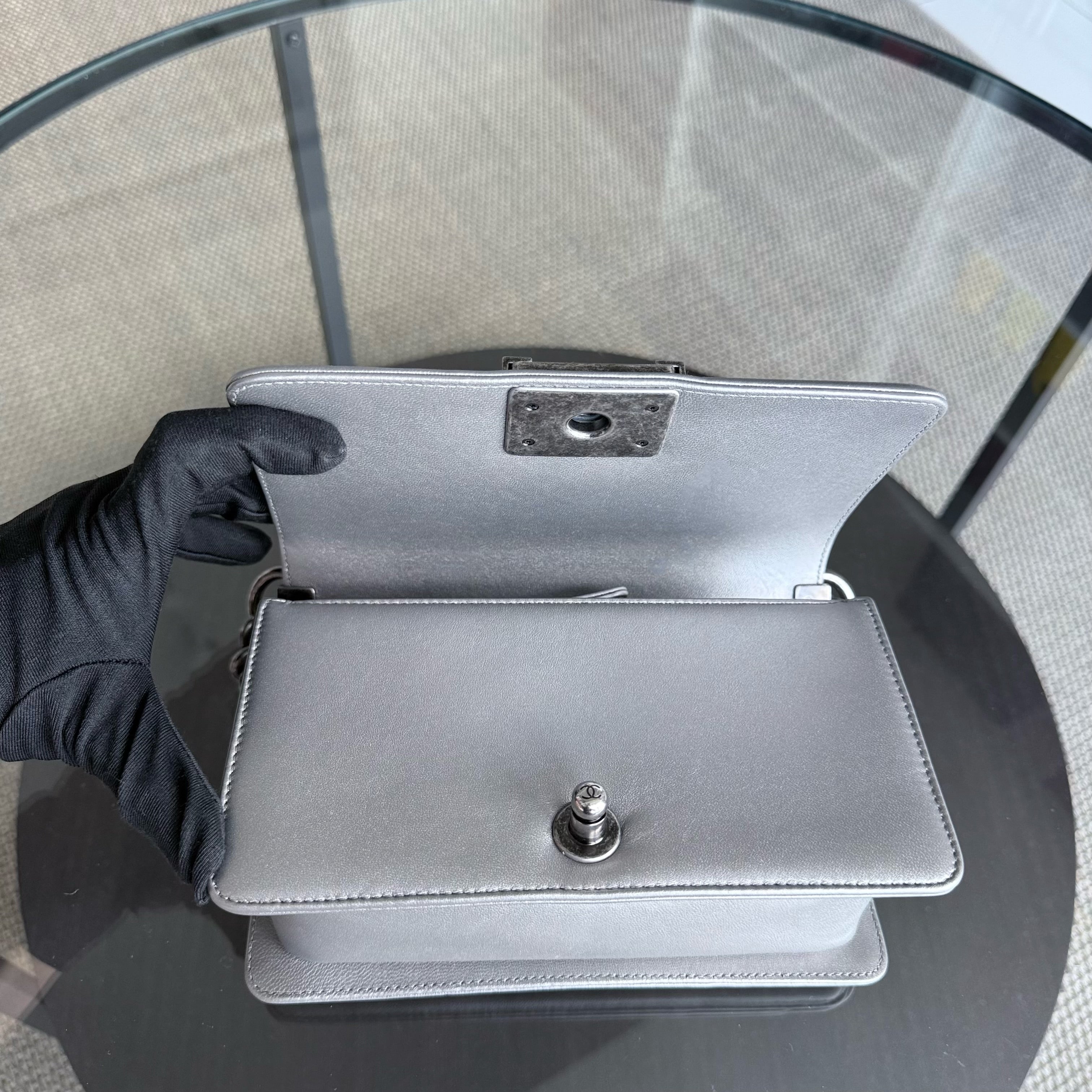 Chanel Boy Small - Stingray Pink Ruthenium Silver Hardware Series 20