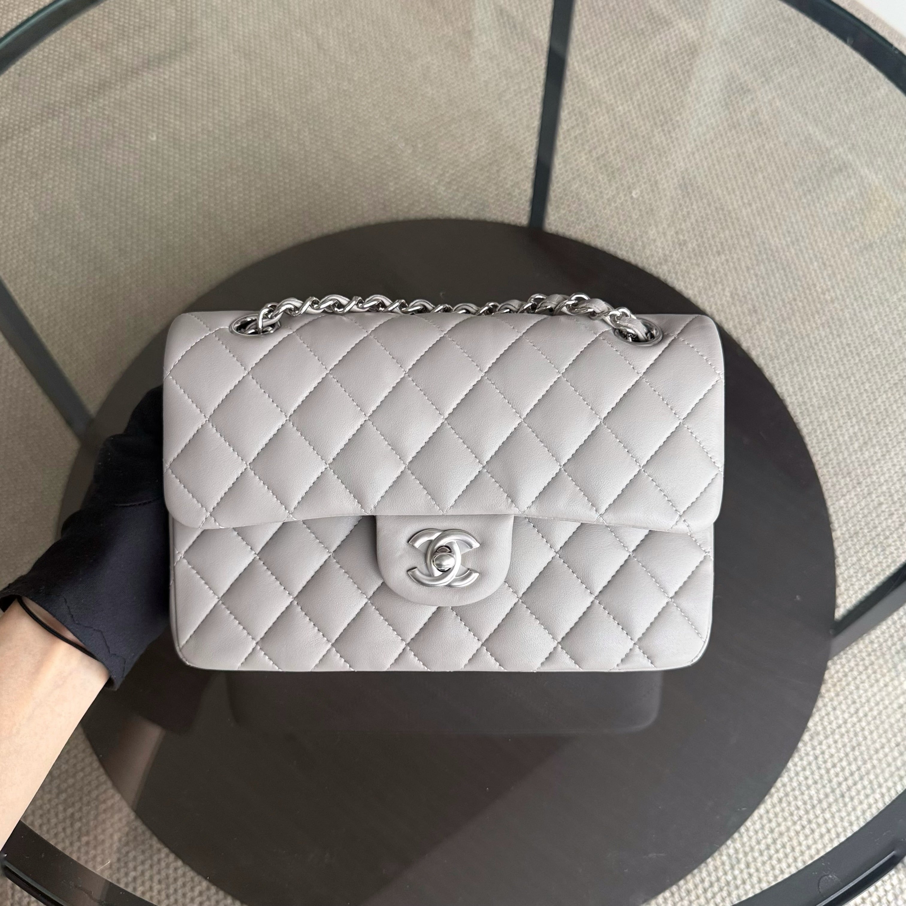 Chanel Classic Flap Small - Lambskin 23CM Quilted Grey Gray Silver Hardware Series 28