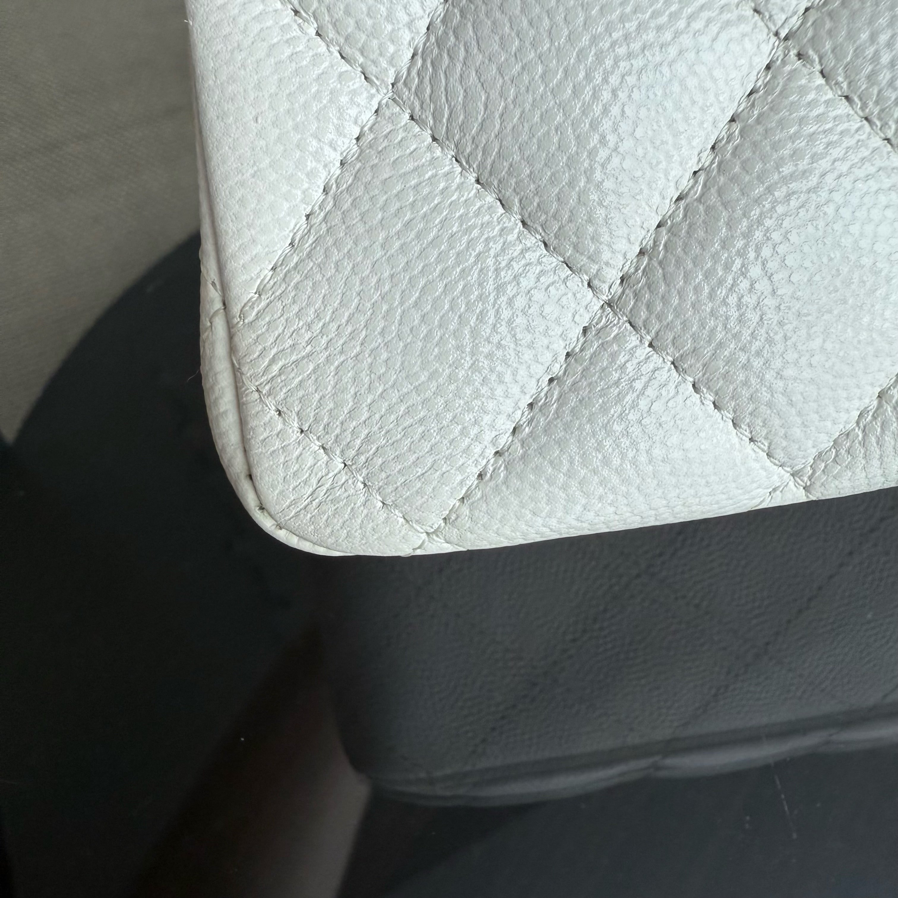 Chanel Classic Flap Medium - 25CM Quilted Caviar White Gold Hardware Series 26