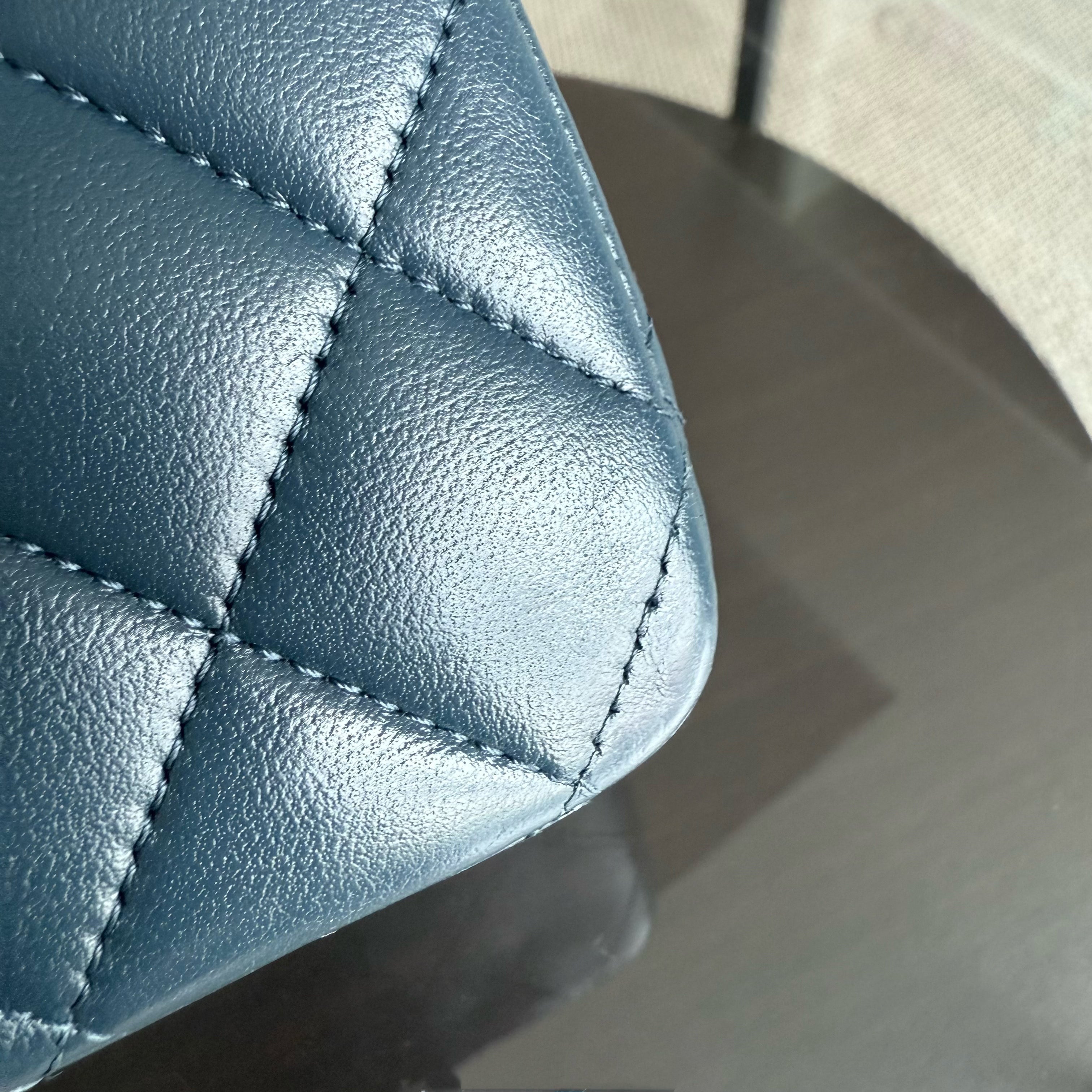 Chanel Classic Flap Medium - 25CM Quilted Lambskin Blue Silver Hardware Series 26