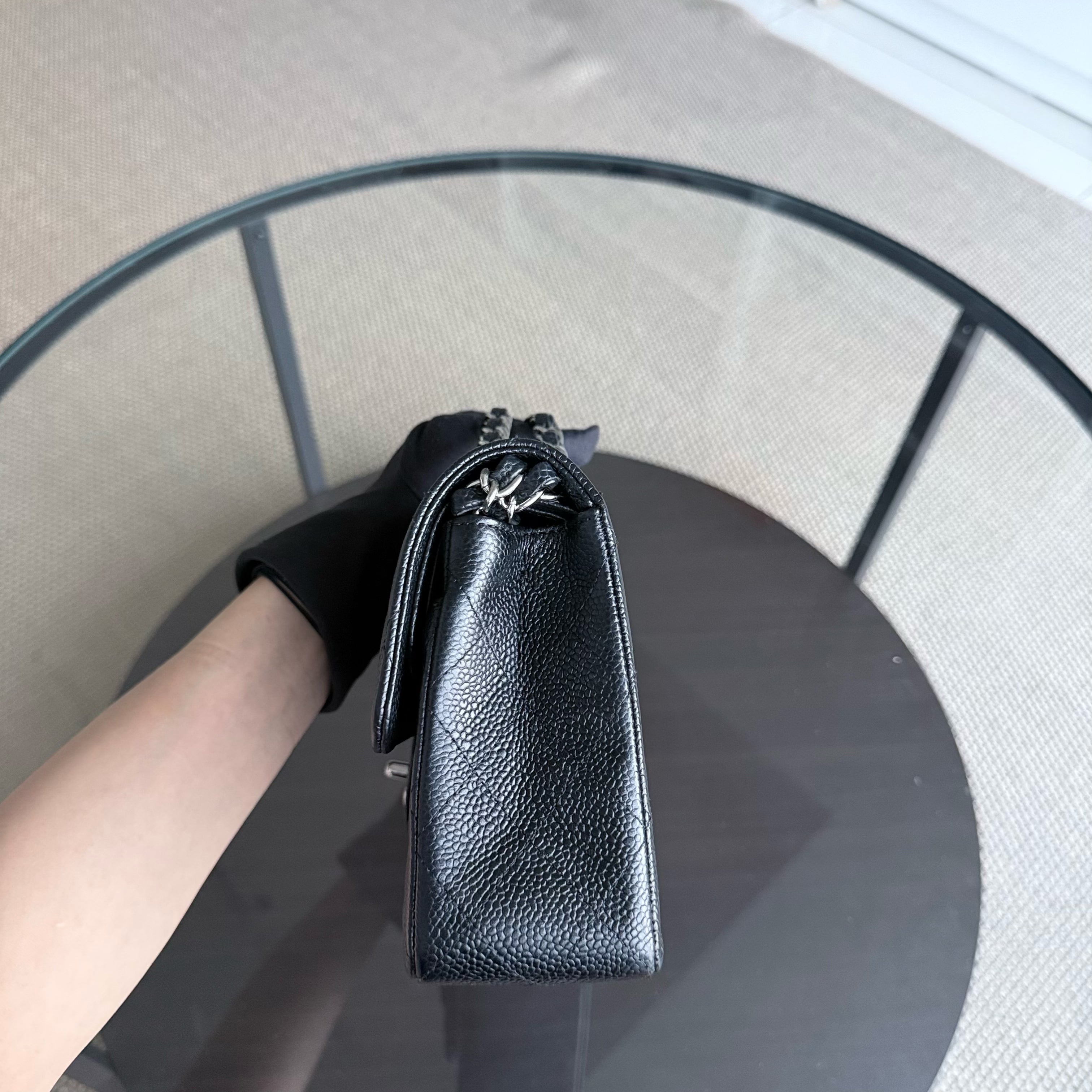Chanel Classic Flap Small - Caviar 23CM Quilted Grained Calfskin Black Silver Hardware Series 13