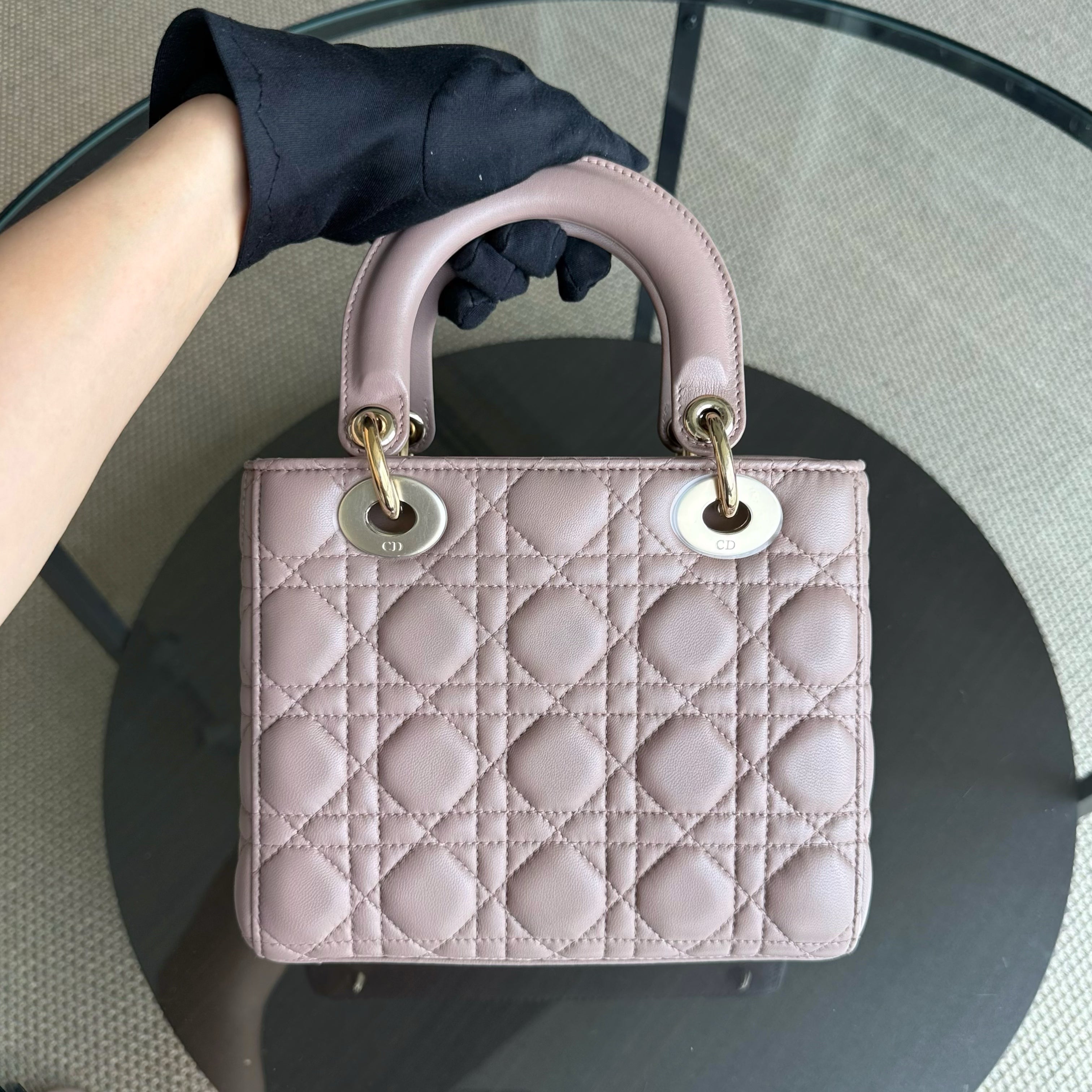 Dior Lady Flap Small - Cannage Lambskin Blush Gold Hardware