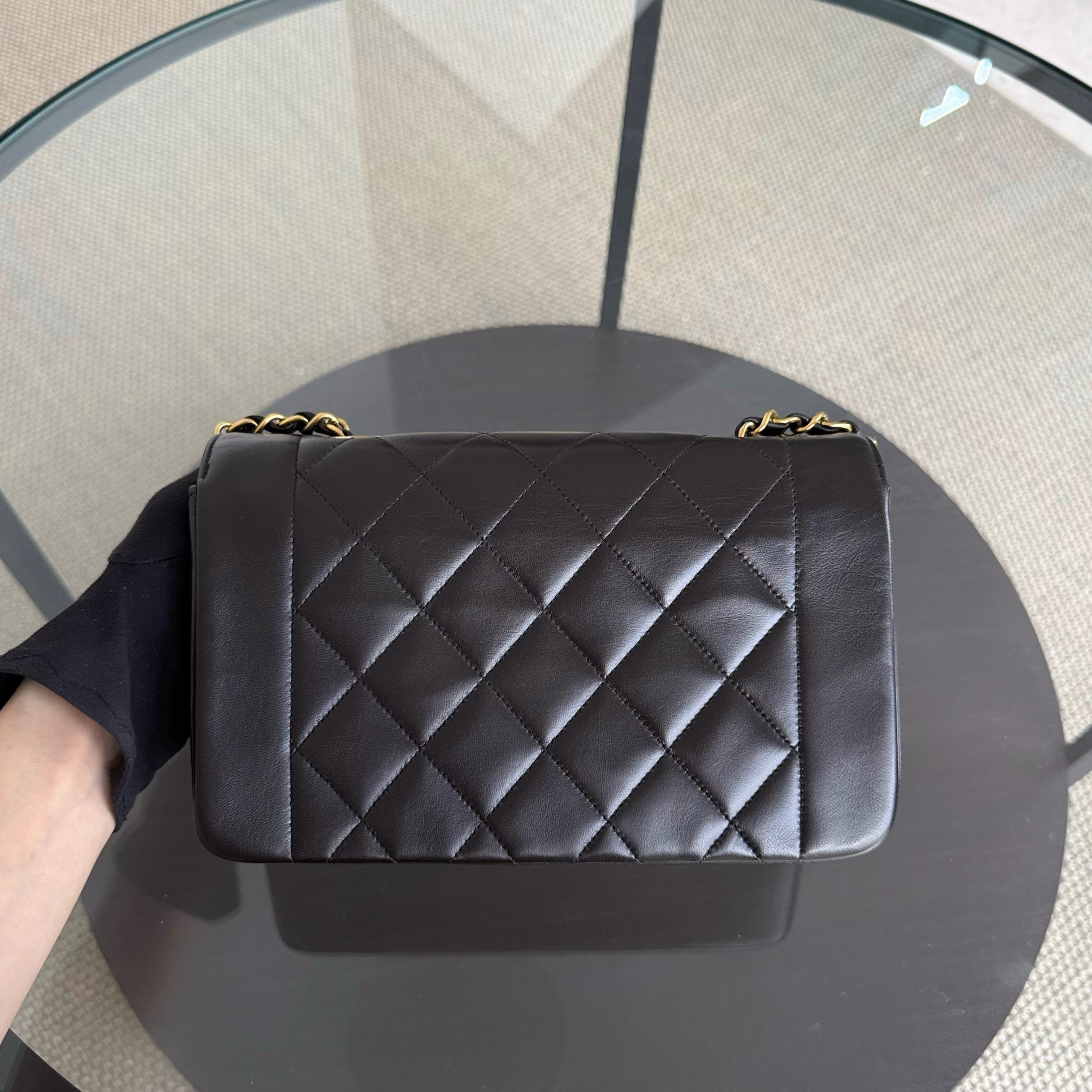 Chanel Diana Small - 23CM Quilted Lambskin Black 24K Gold Hardware Series 3