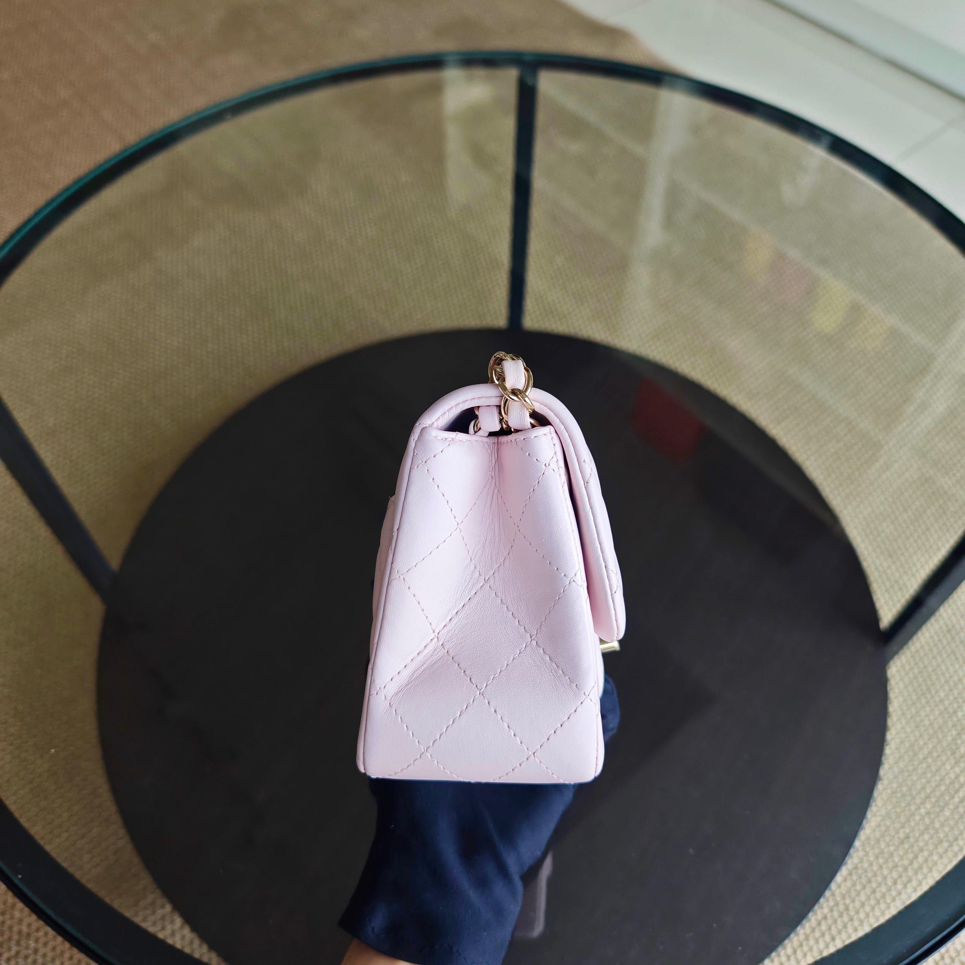 Chanel Classic Flap Mini Square - 17CM Quilted Lambskin Light Pink Gold Hardware Series 23