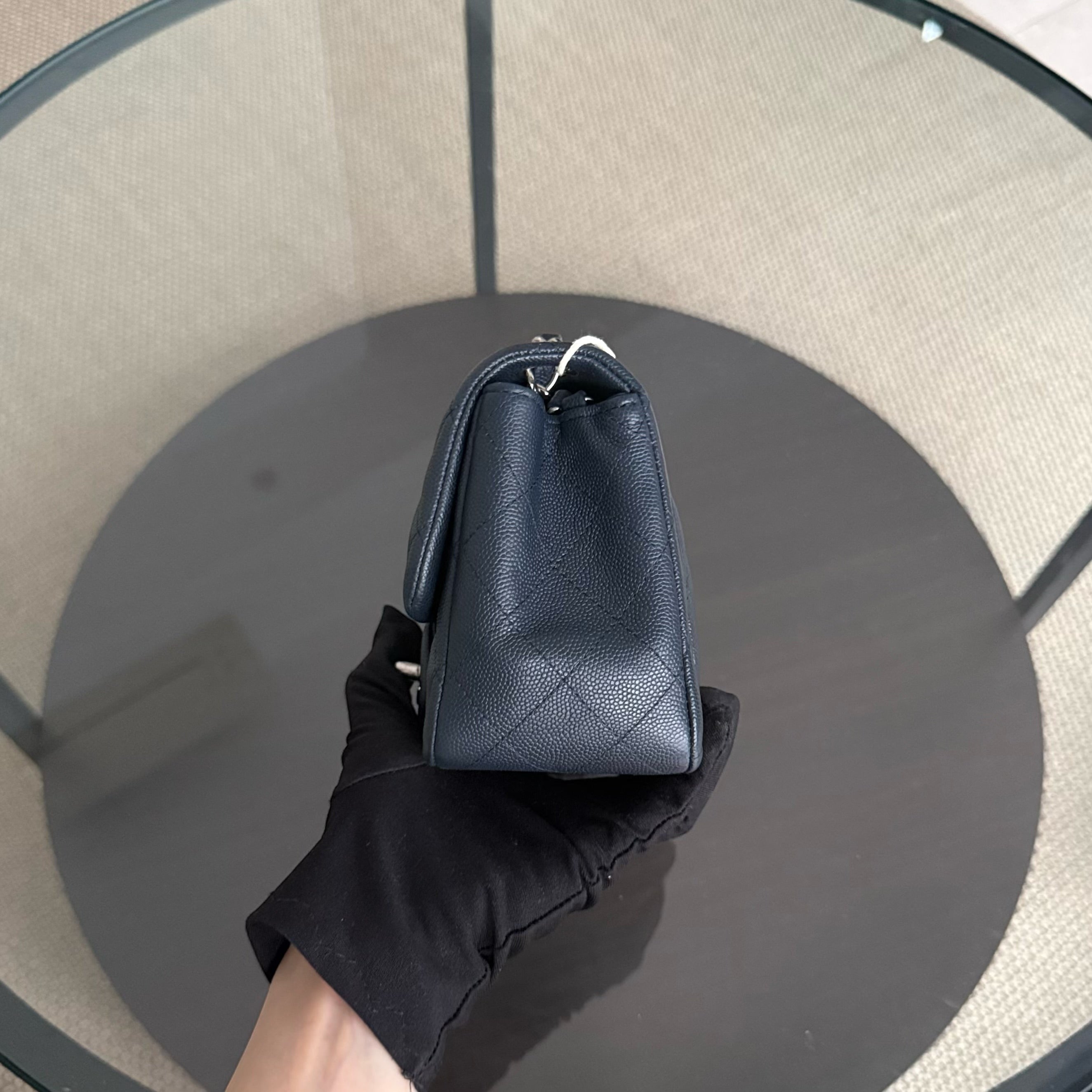 Chanel Classic Flap Mini Square - Caviar Quilted Midnight Blue Silver Hardware Series 26