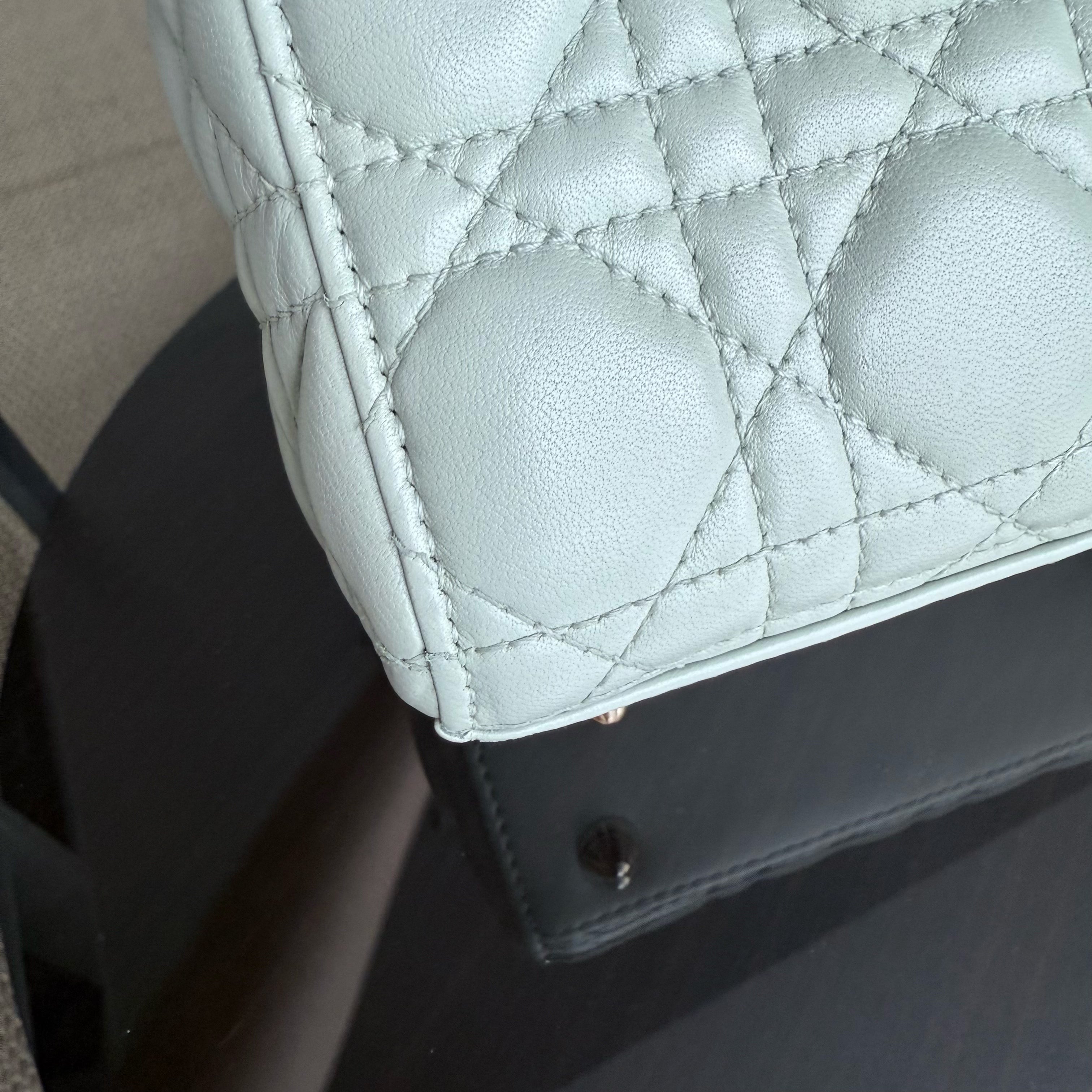 Dior Lady Small - Cannage Lambskin Light Mint Green Gold Hardware