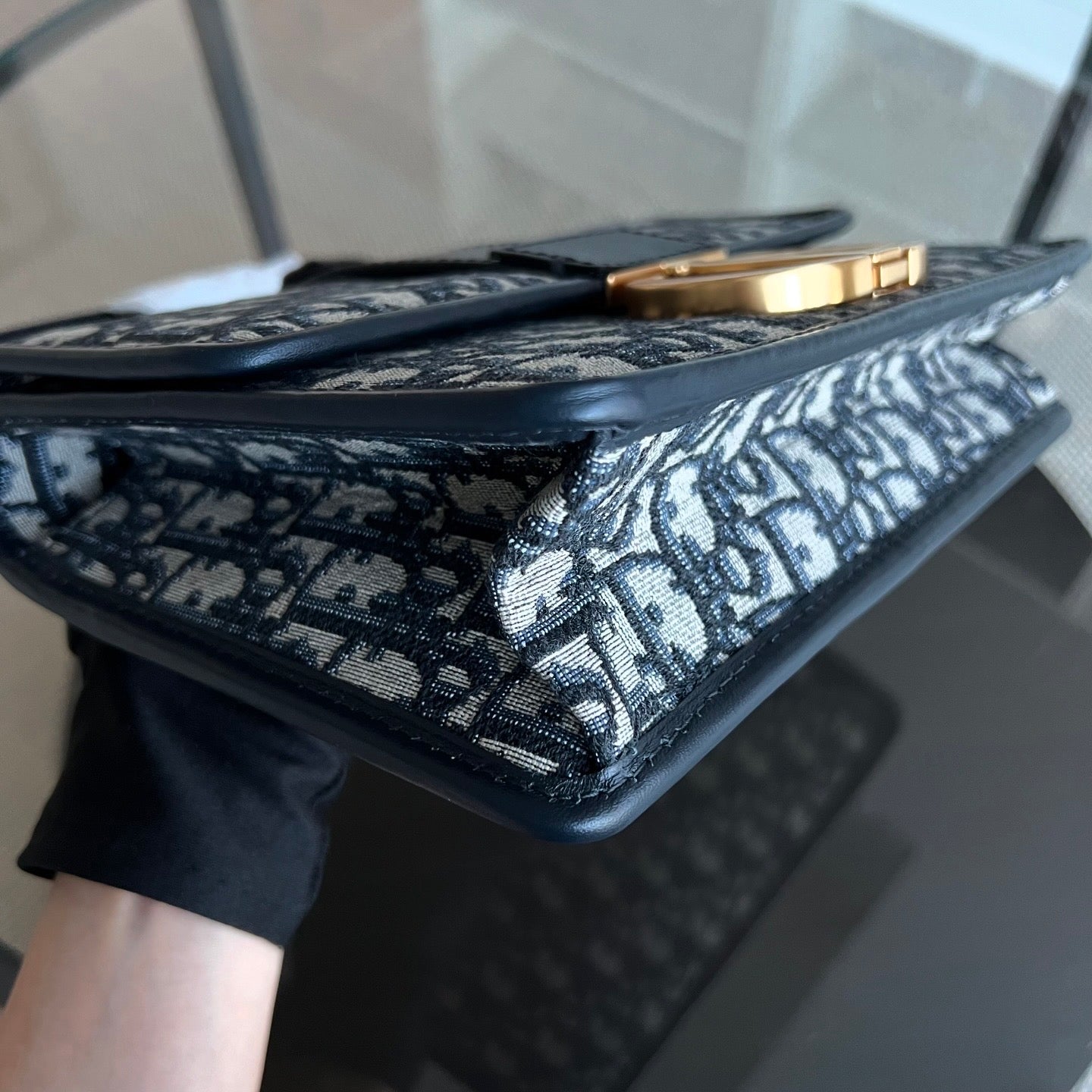Dior Montaigne 30 - Medium Oblique Canvas Blue Shoulder Bag Golden Hardware