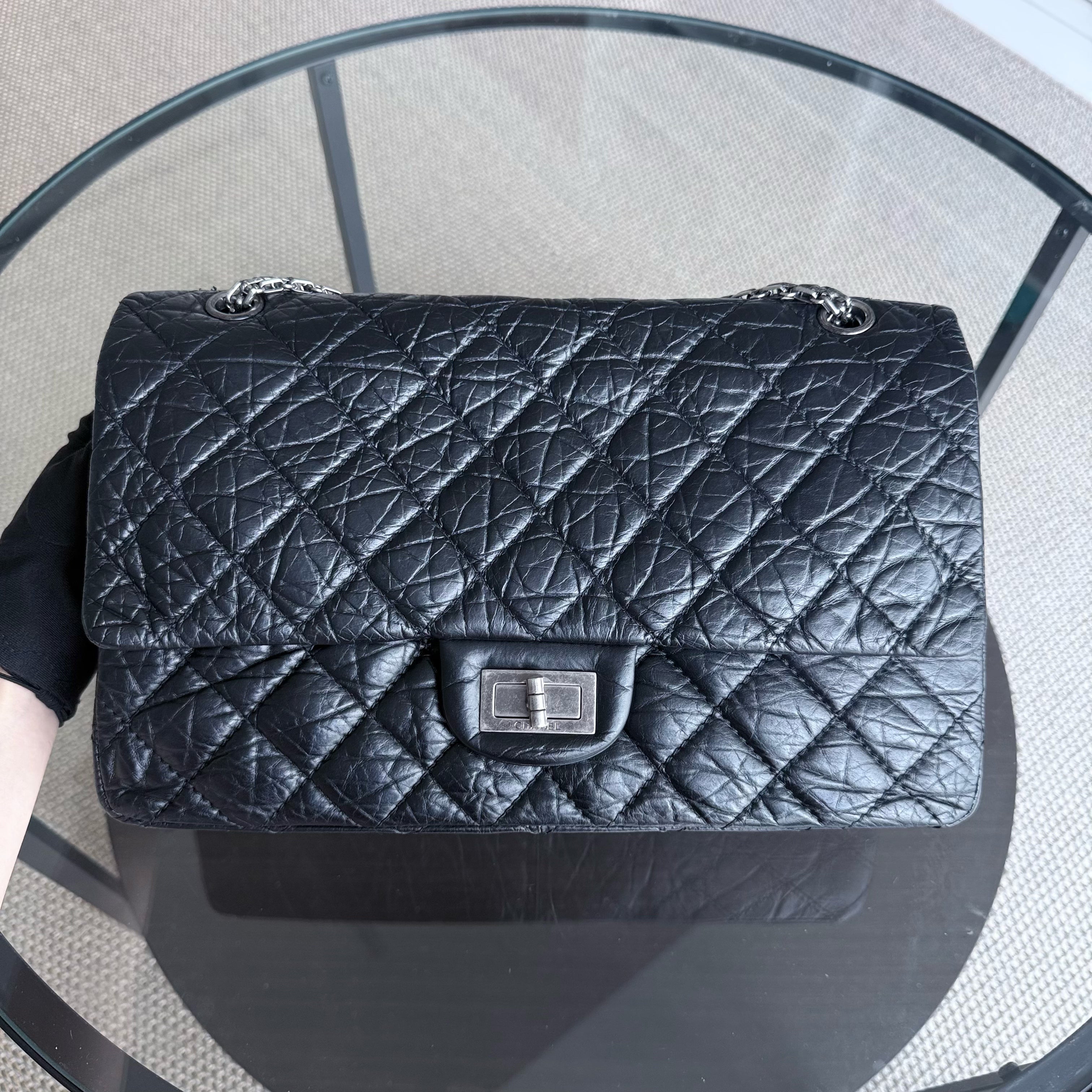 Chanel 2.55 Reissue 227 - Quilted Aged Calfskin Black Ruthenium Silver Hardware Series 13