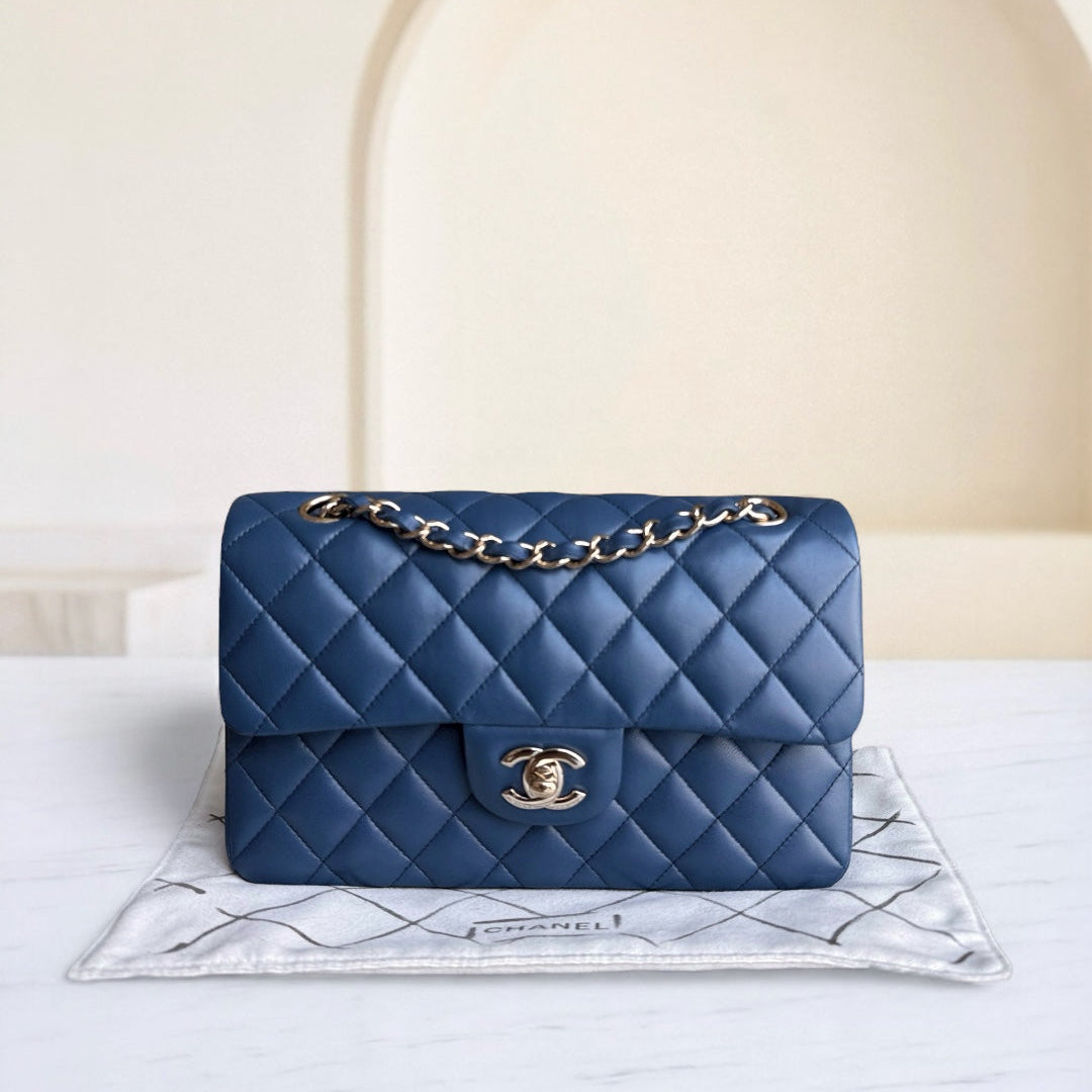 Chanel Classic Flap Small - Lambskin 23CM Dark Blue Gold Hardware Series 25