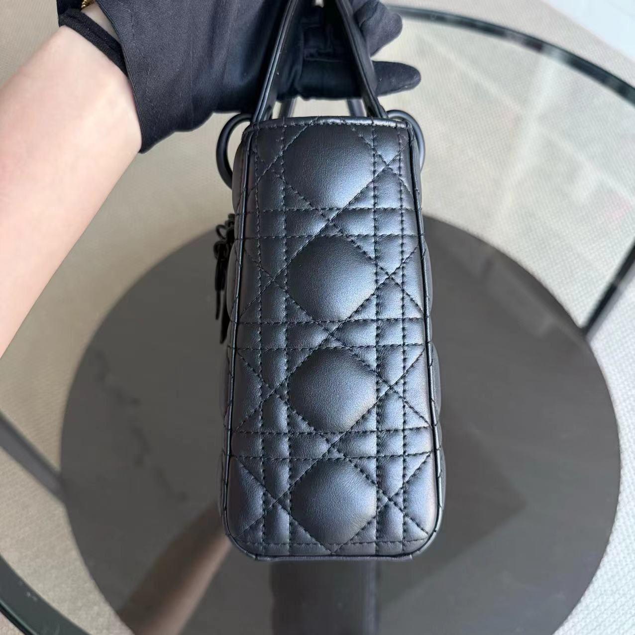 Dior Lady Small ABC - All Black Cannage Calfskin Black Hardware