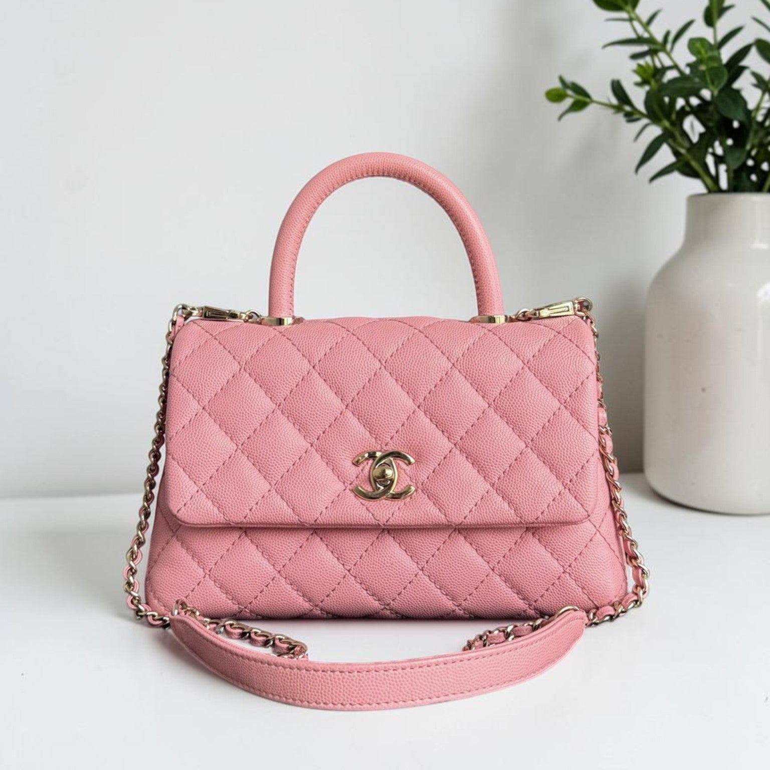 Chanel Coco Handle Small - Caviar Quilted Pink Gold Hardware Series 27