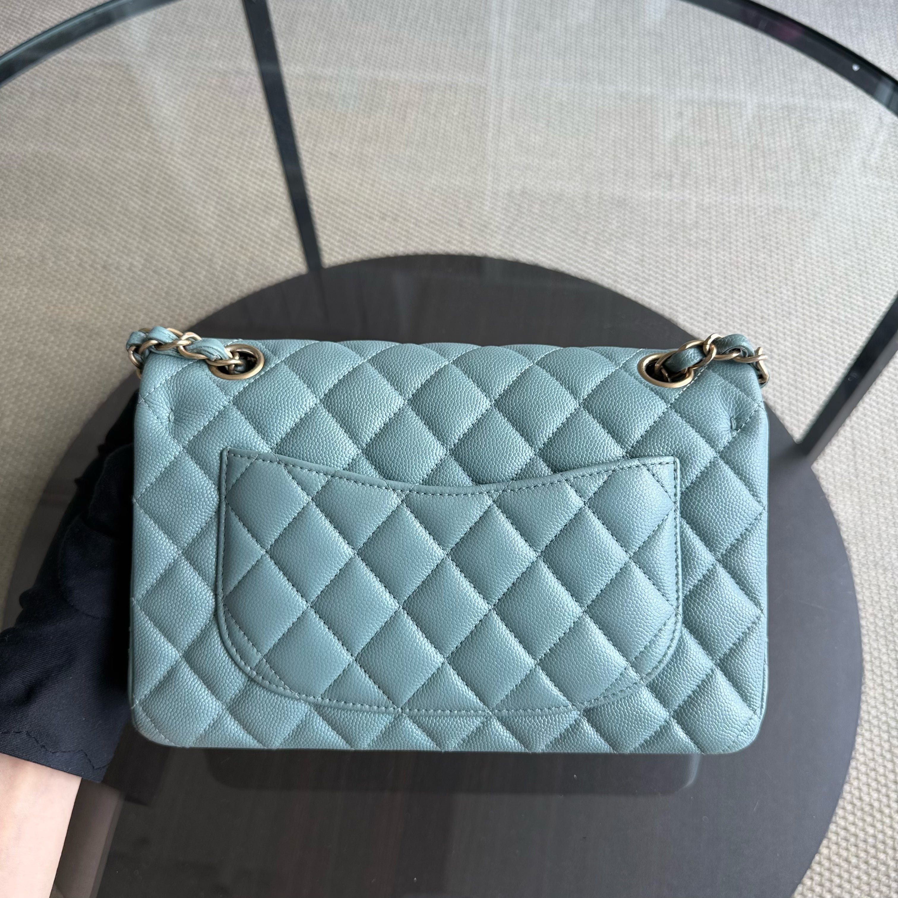 Chanel Classic Flap Small - Caviar 23CM Quilted Light Baby Blue Gold Hardware Series 25