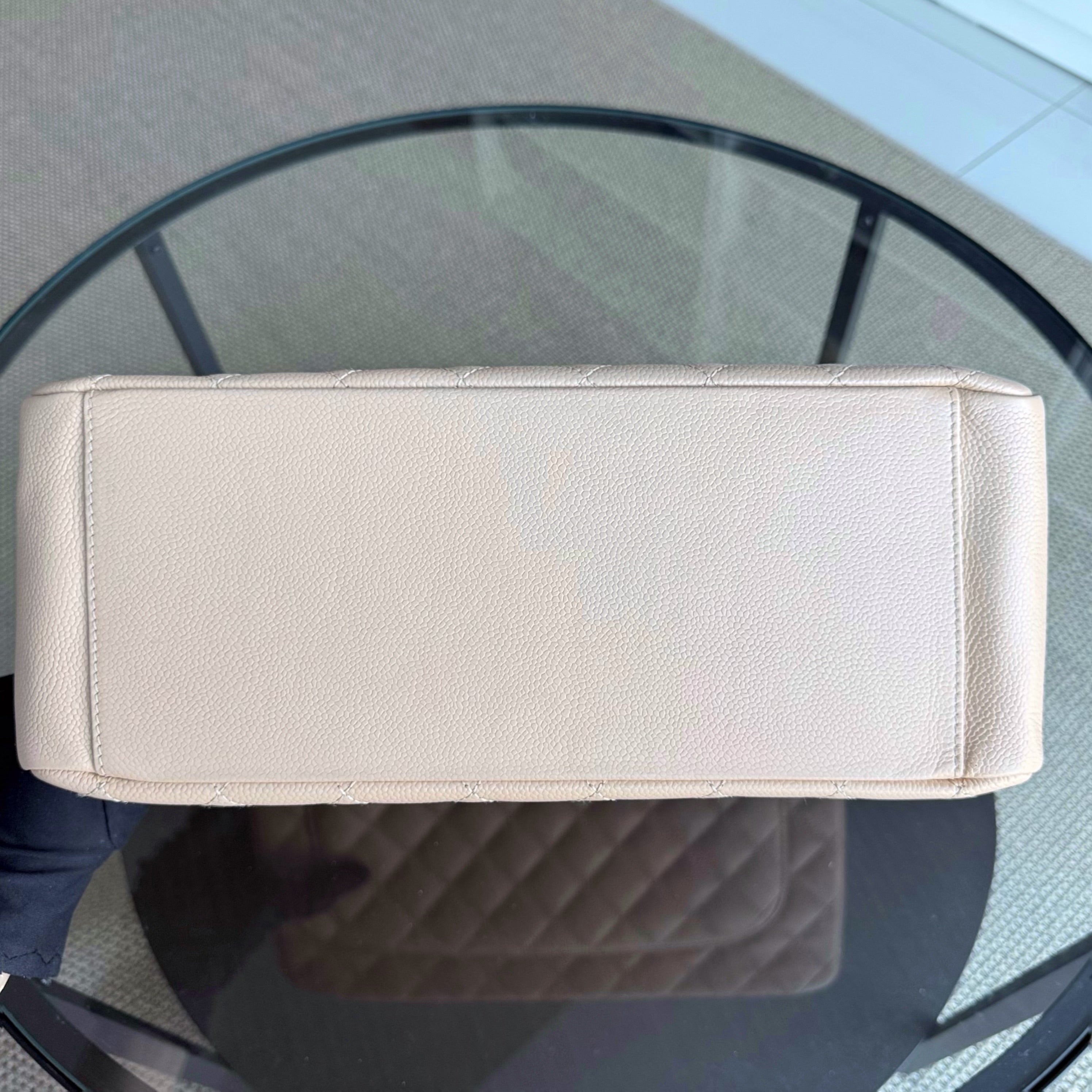 Chanel GST Grand Shopping Tote - Caviar Grained Calfskin Light Beige Gold Hardware Series 15