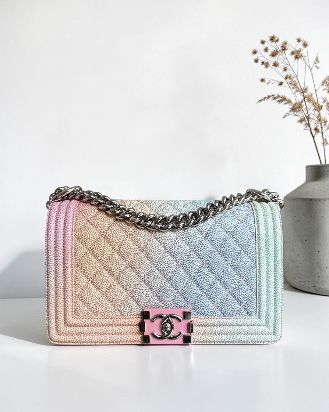 Chanel Boy Medium - Caviar 25CM Quilted Rainbow Limited Edition Series 25