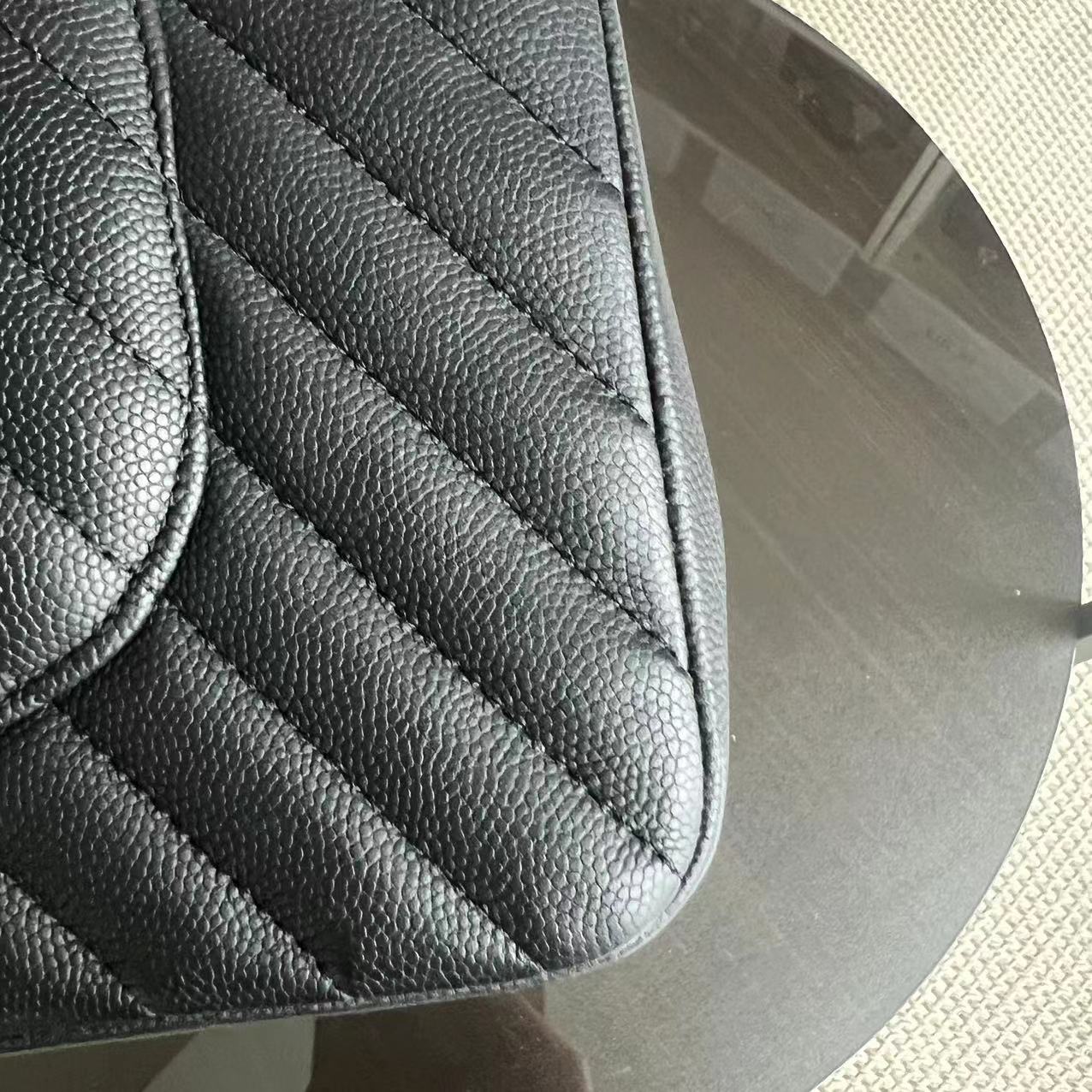 Chanel Classic Flap Medium - Caviar 25CM Chevron Grained Calfskin Black Golden Hardware Series 27