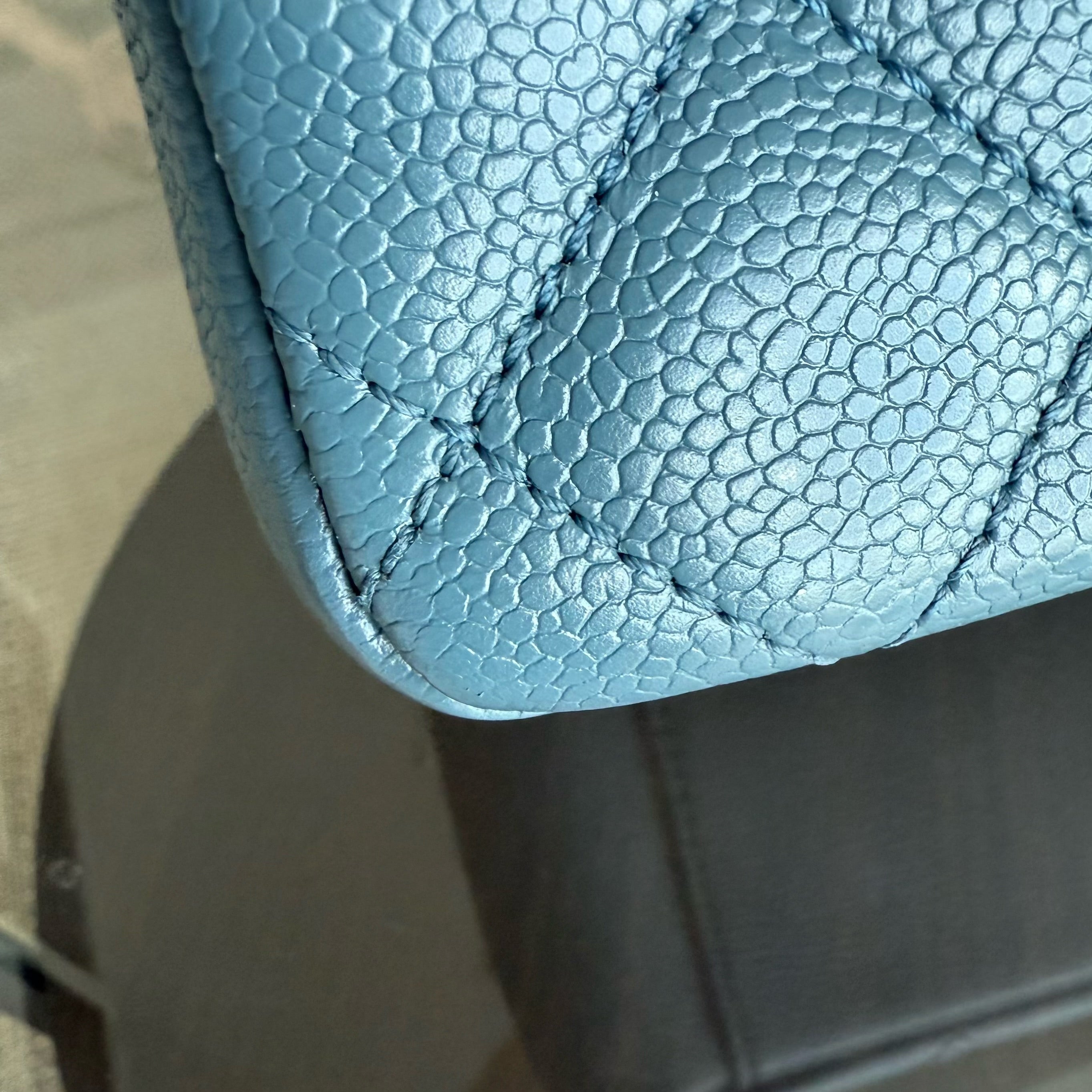 Chanel GST Grand Shopping Tote - Caviar Quilted Grained Calfskin Blue Silver Hardware Series 19