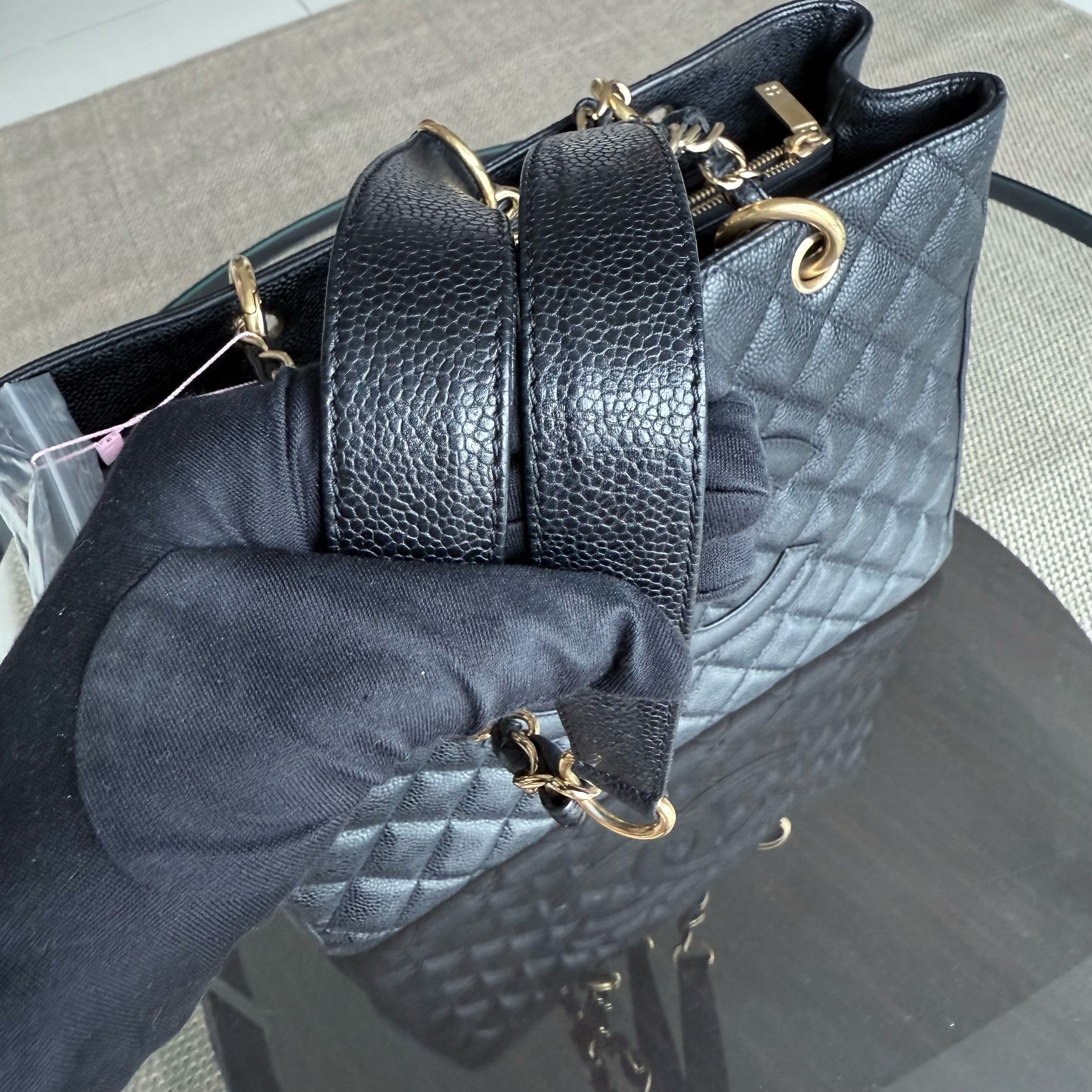 Chanel GST Grand Shopping Tote - Caviar Quilted Black Gold Hardware Series 12