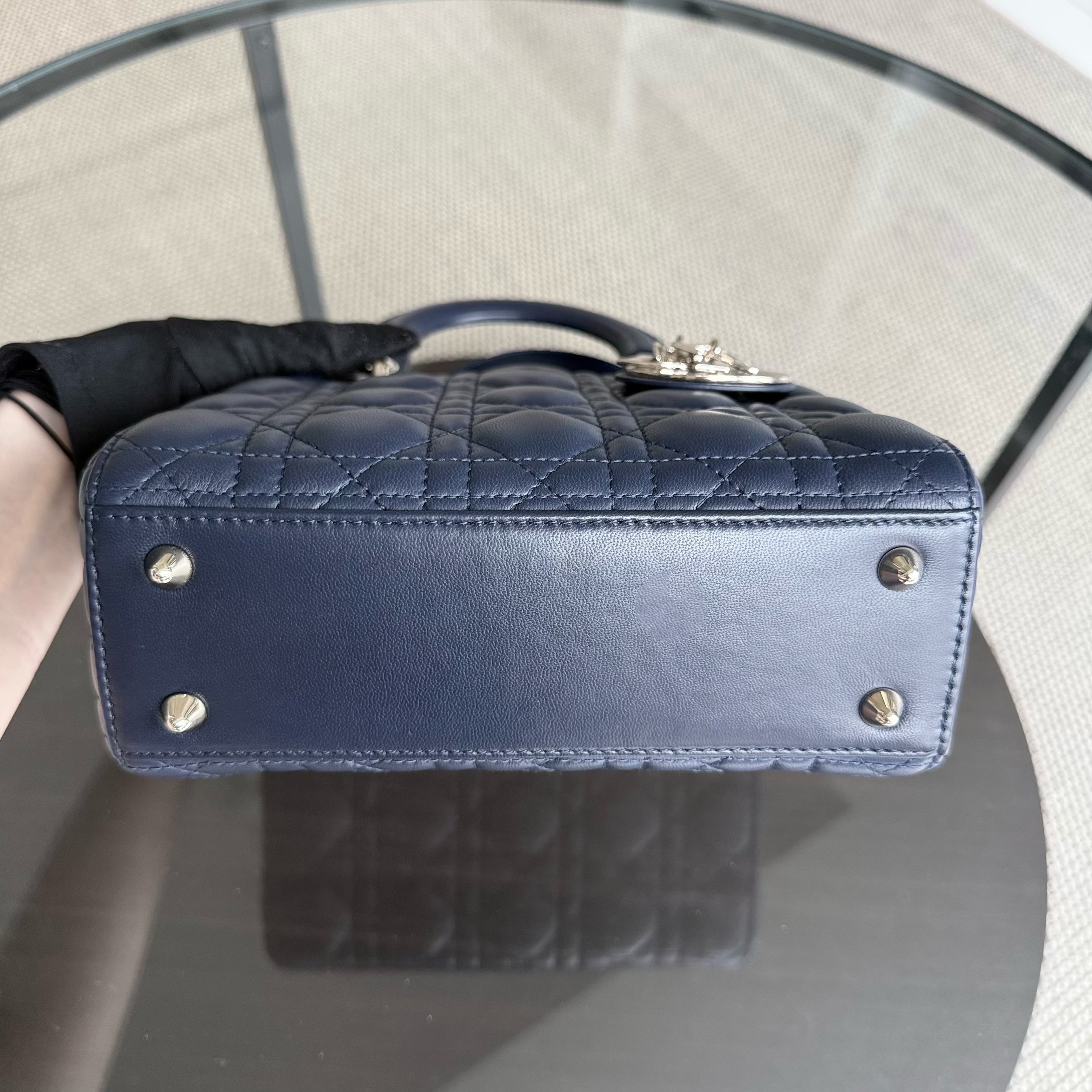Dior Lady Small - Cannage Lambskin Dark Blue Gold Hardware