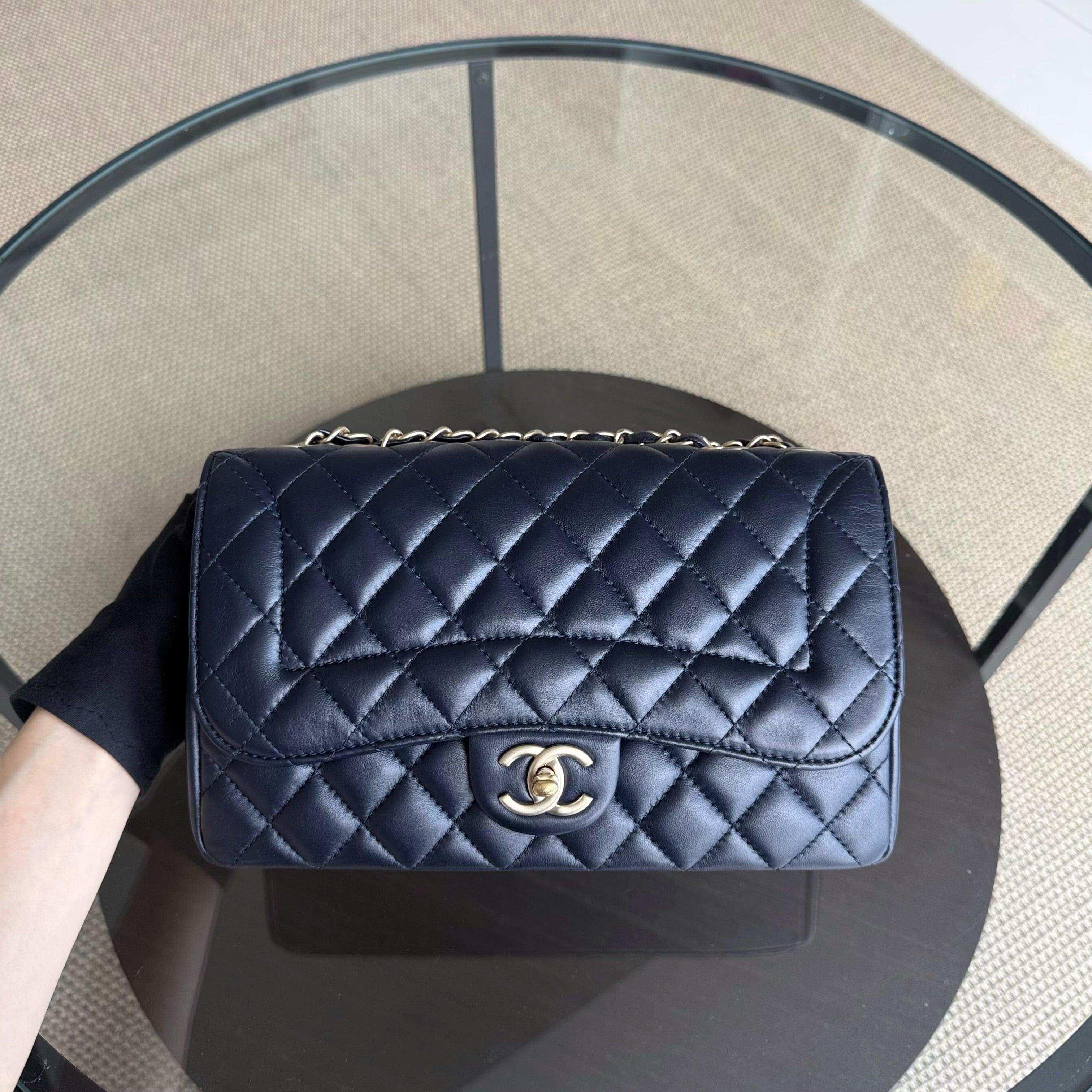 Chanel Chic Flap Seasonal Flap Medium - 25CM Quilted Lambskin Dark Blue Series 21