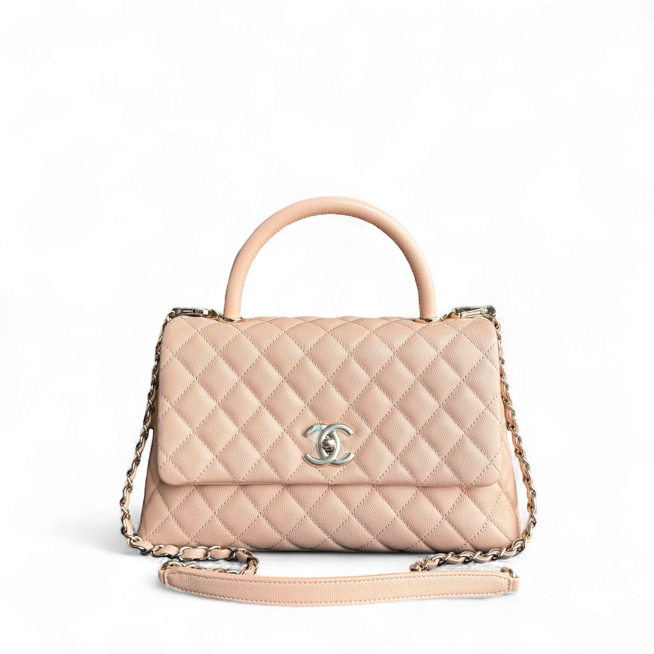 Chanel Coco Handle Medium - Caviar Quilted Grained Calfskin Beige Gold Hardware Series 31