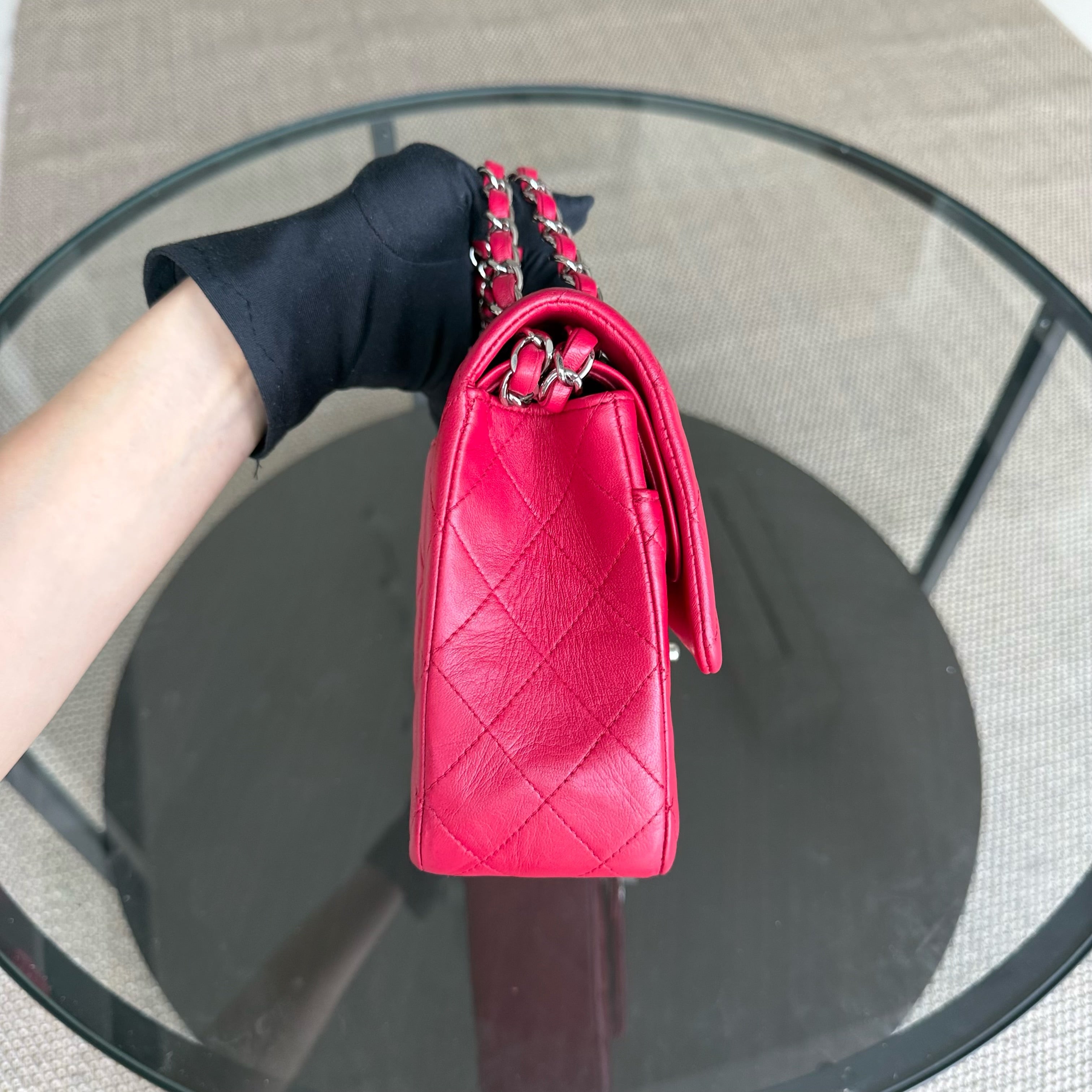 Chanel Classic Flap Medium - 25CM Quilted Lambskin Red Gold Hardware Series 13