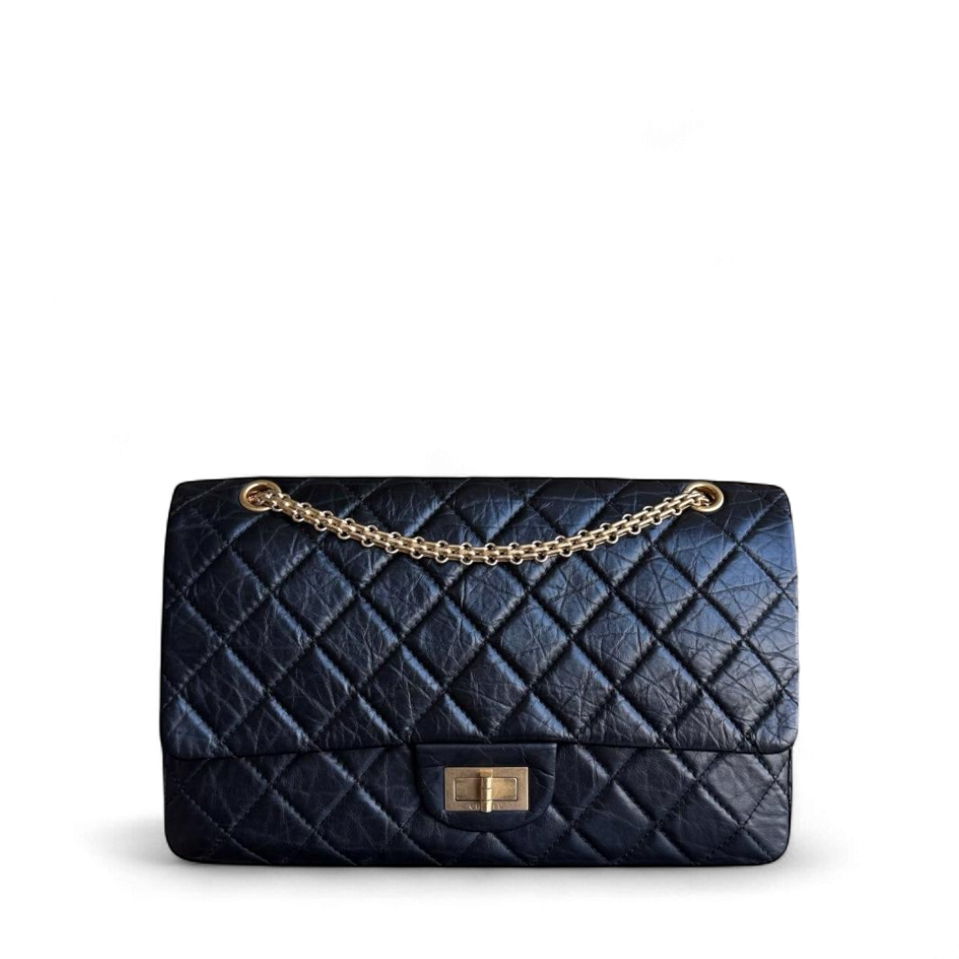 Chanel 2.55 Reissue 227 - Quilted Aged Calfskin Black Gold Hardware Series 17