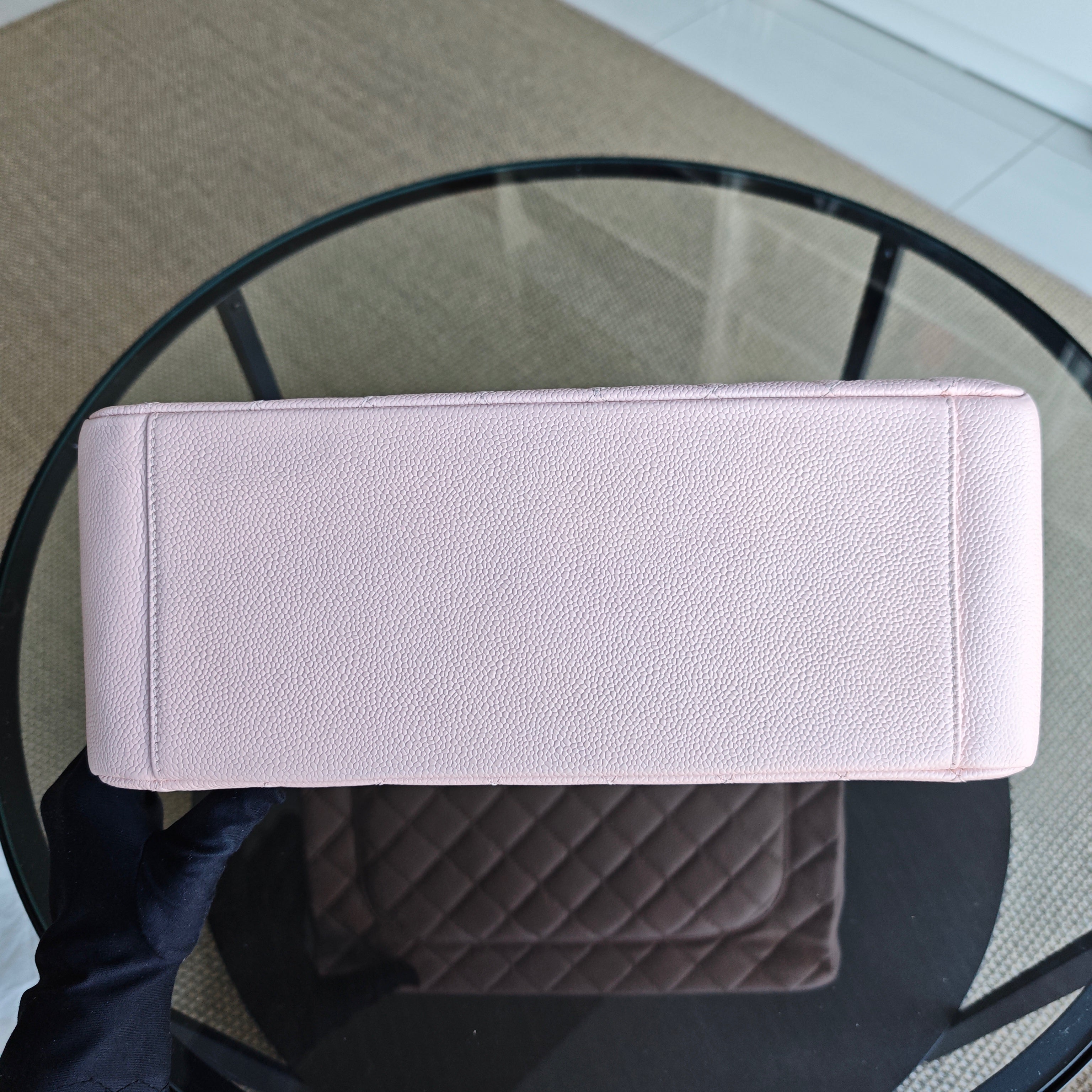 Chanel GST Grand Shopping Tote - Caviar Quilted Grained Calfskin Sakura Pink Silver Hardware Series 17