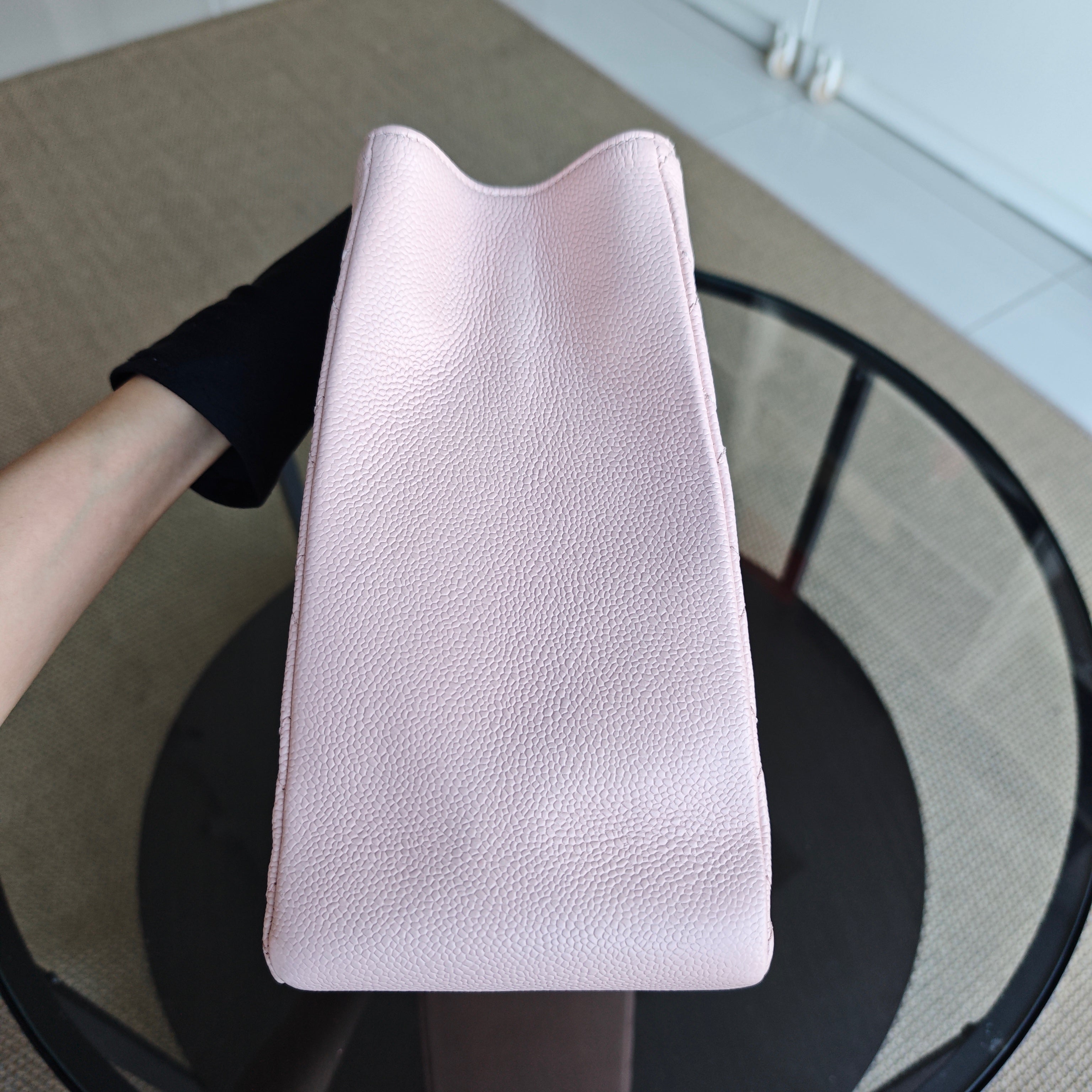 Chanel GST Grand Shopping Tote - Caviar Quilted Grained Calfskin Sakura Pink Silver Hardware Series 17