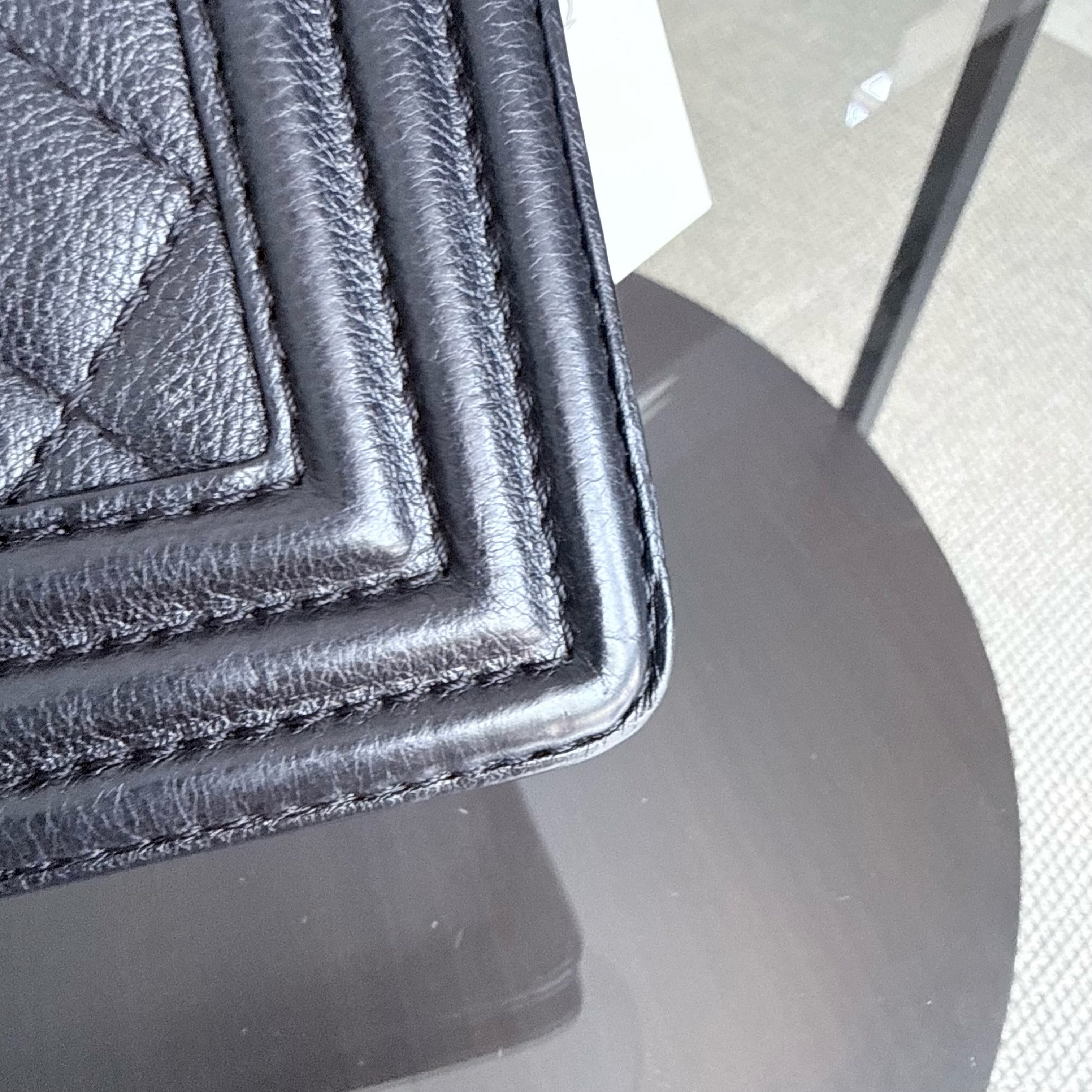 Chanel Boy Medium - Caviar 25CM Quilted Caviar Silver Hardware Series 18
