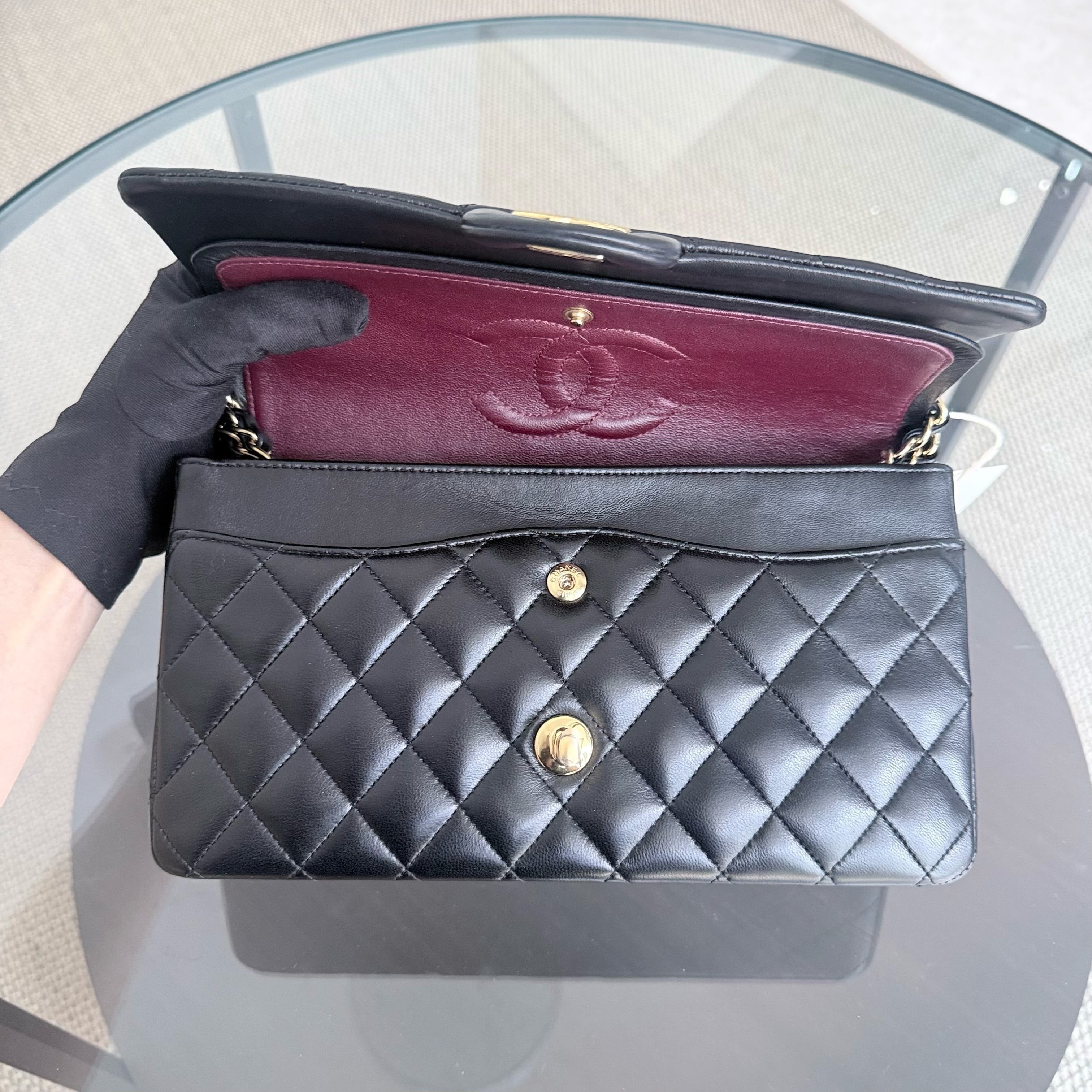 Chanel Classic Flap Medium - 25CM Quilted Lambskin Black Gold Hardware Series 13