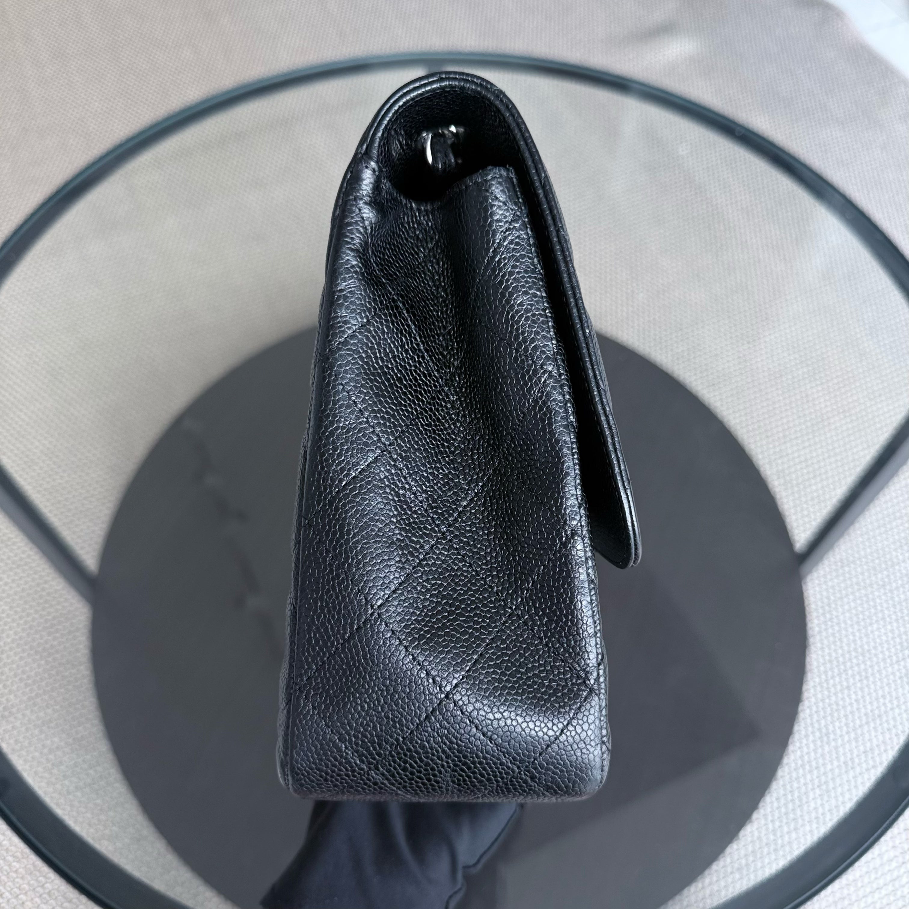 Chanel Classic Flap Jumbo - Single Flap Caviar 30CM Quilted Black Silver Hardware Series 13