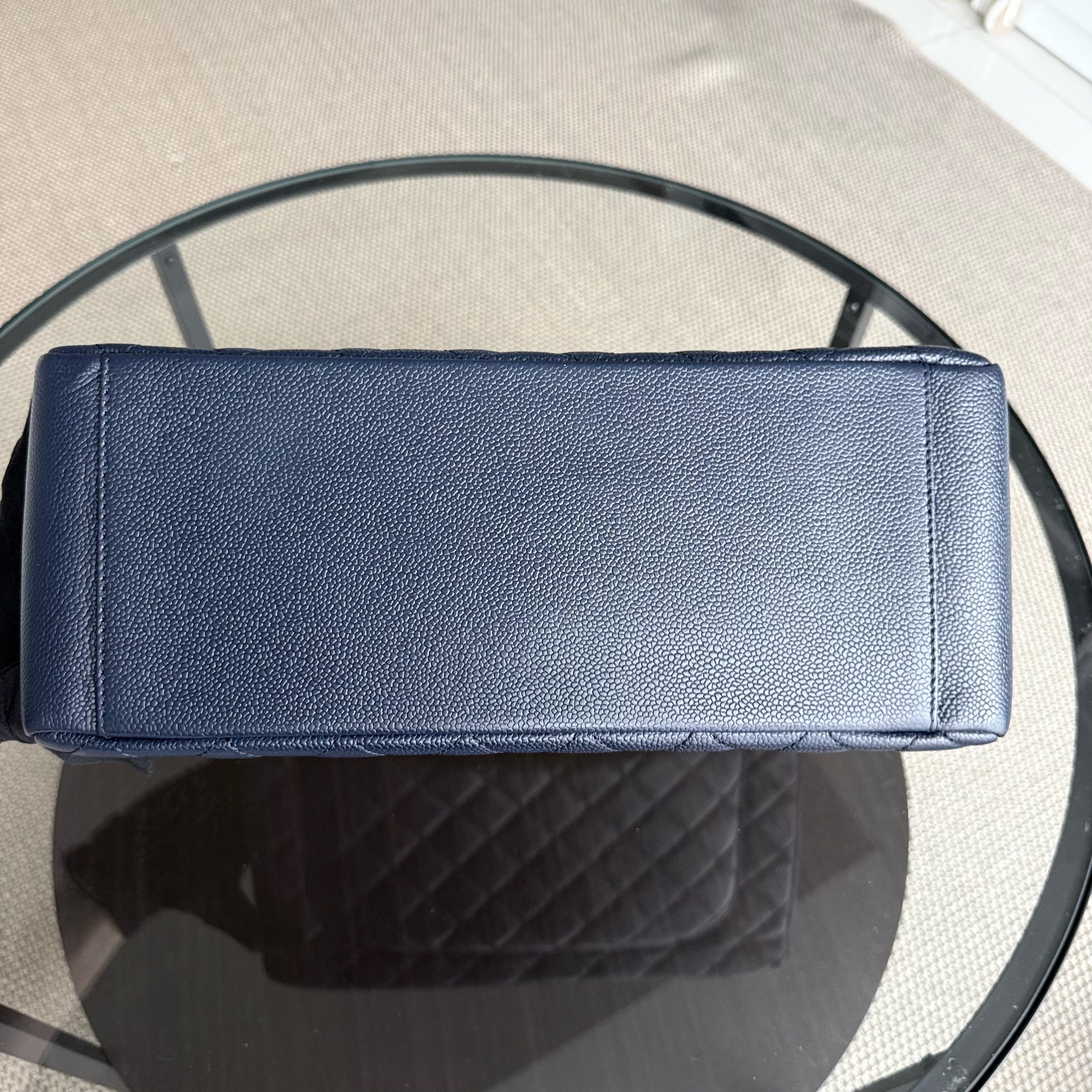 Chanel GST Grand Shopping Tote - Caviar Quilted Dark Blue Gold Hardware Series 19