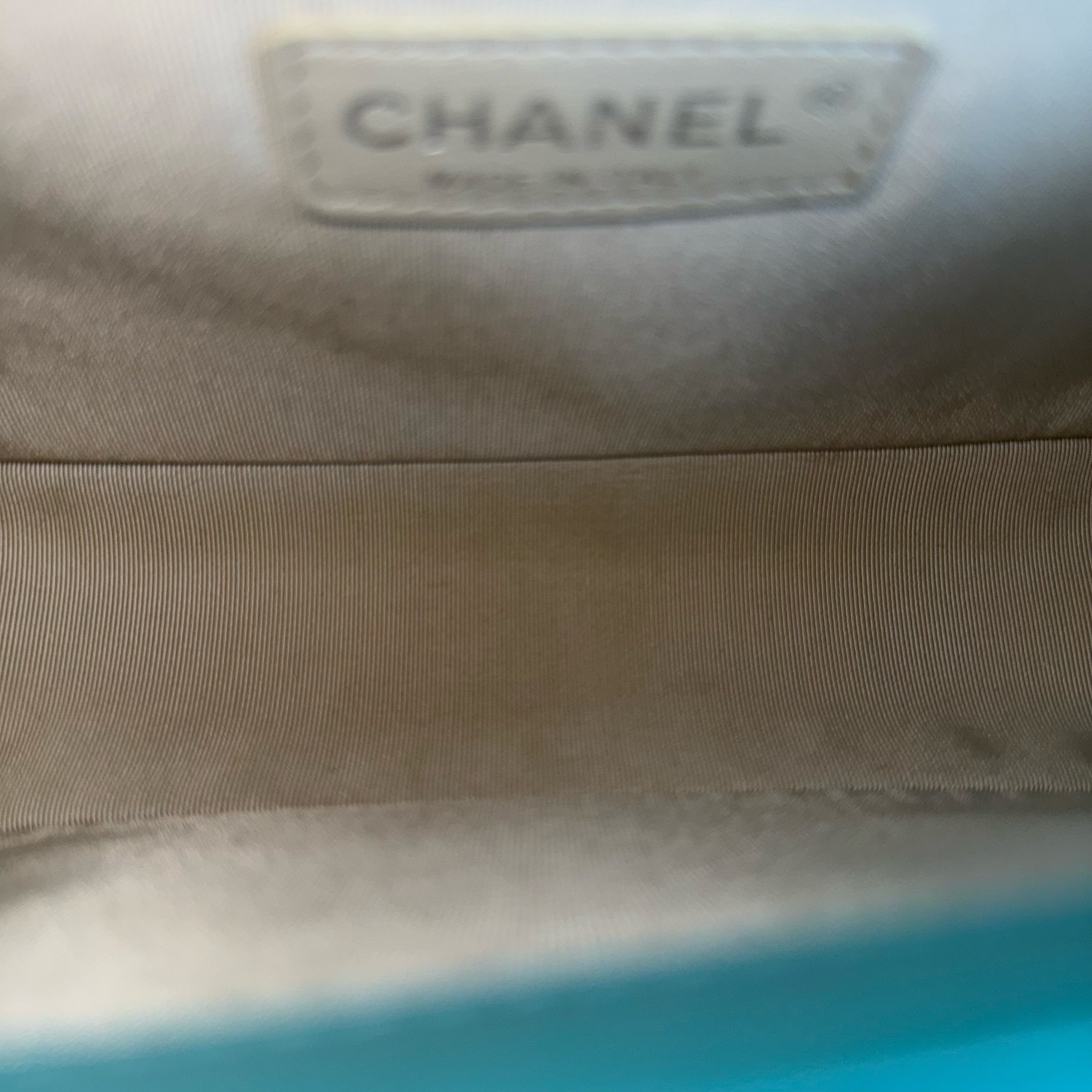 Chanel Boy Medium - 25CM Quilted Lambskin Cyan Blue Ruthenium Silver Hardware Series 19