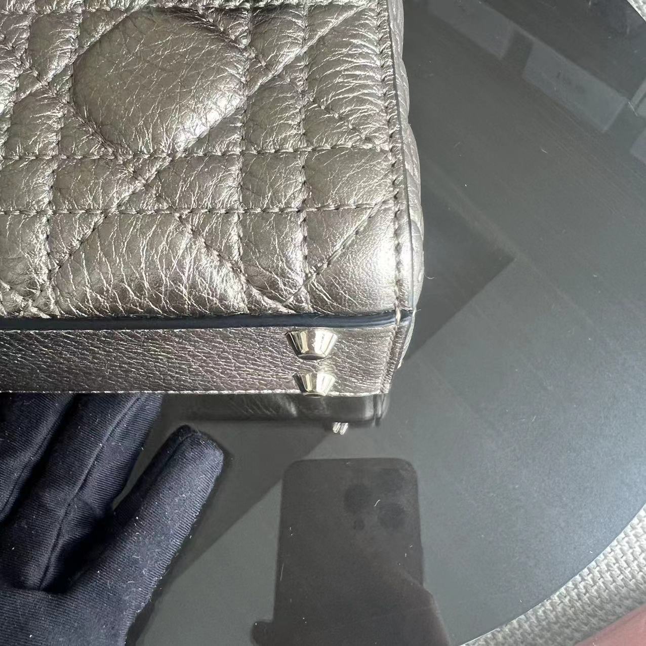 Dior Lady Mini - Cannage Calfskin Metallic Gold Golden Hardware