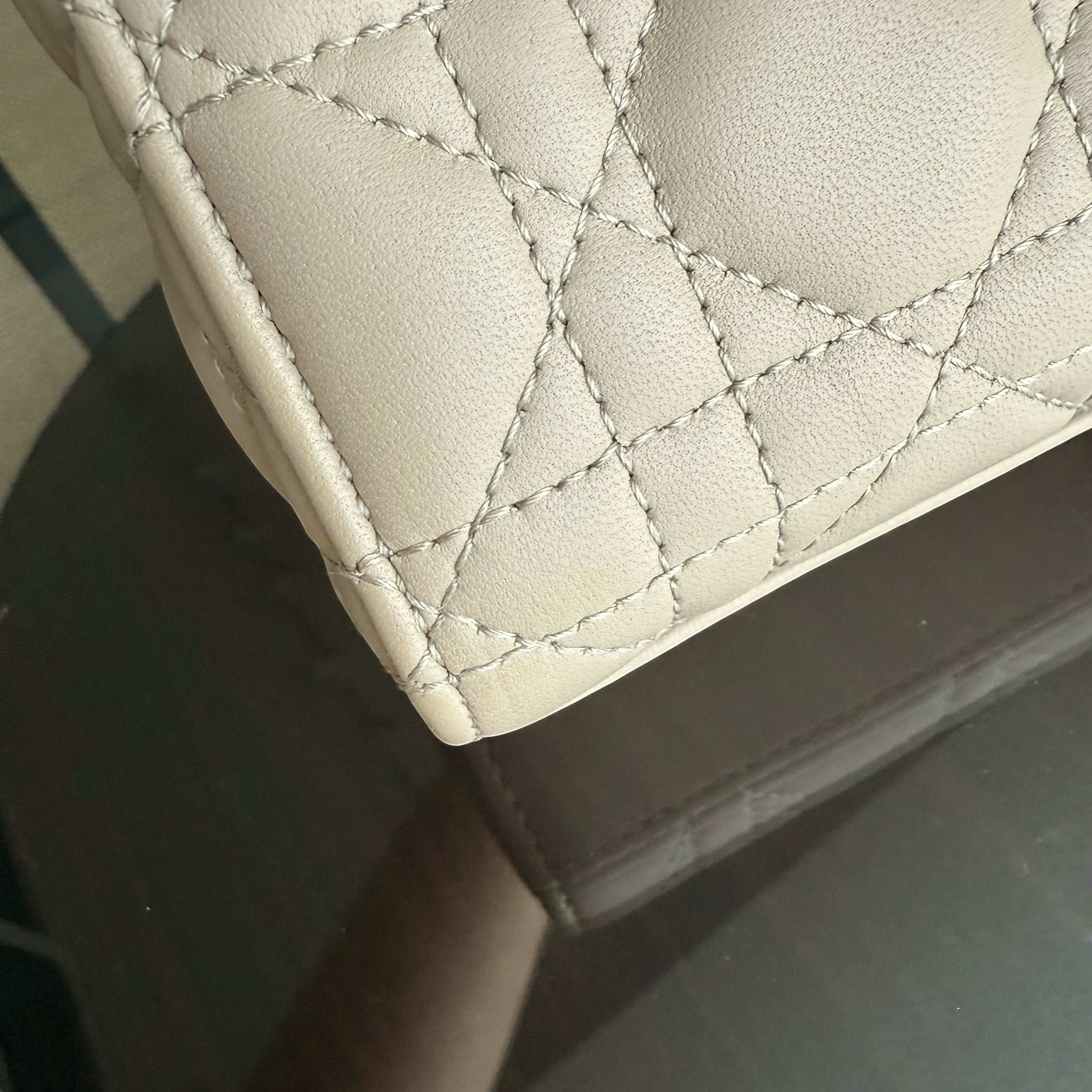 Dior D-Joy Medium Cannage Lambskin Beige Golden Hardware Shoulder Bag