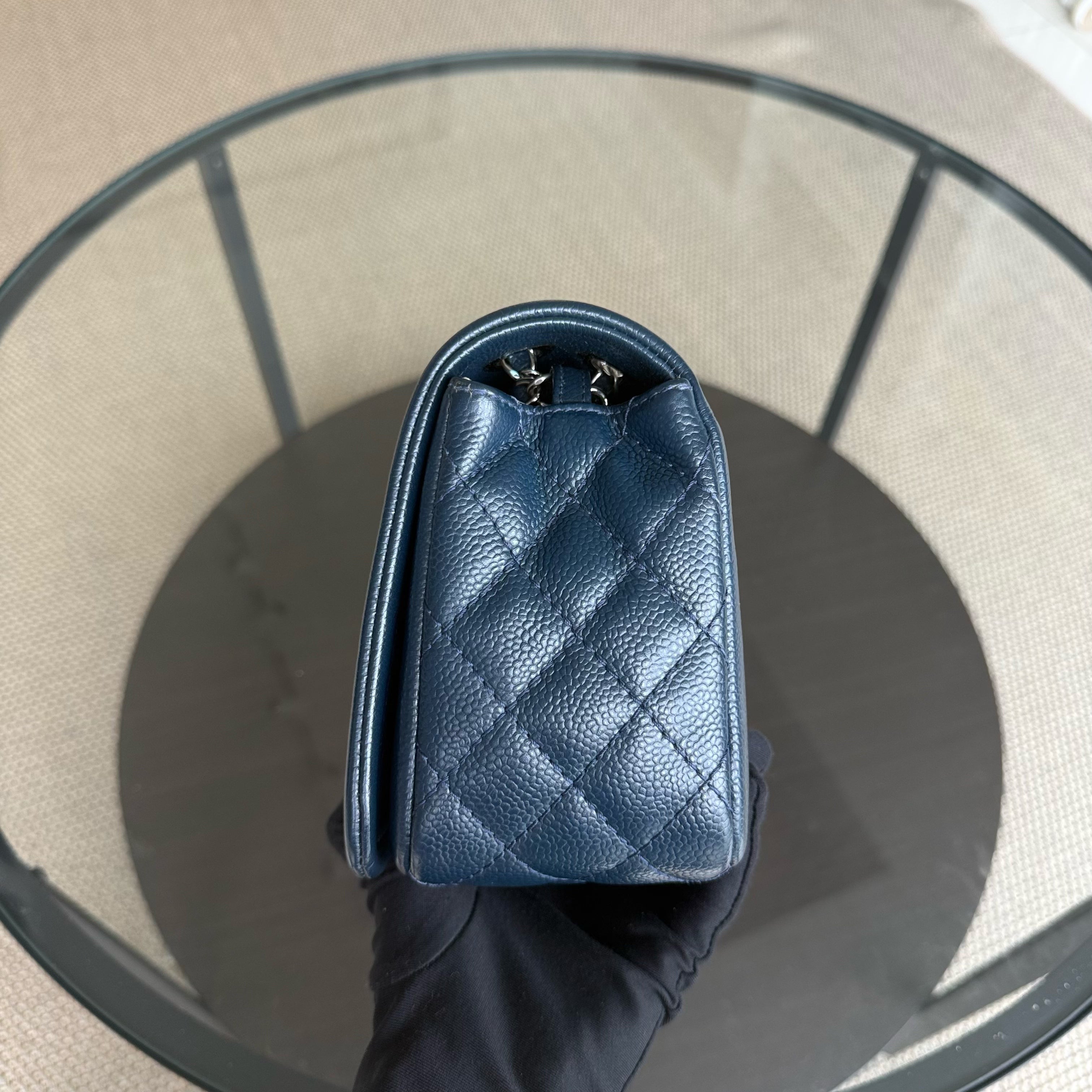 Chanel Seasonal Timeless CC Flap - Caviar 24CM Dark Blue Silver Hardware Series 15