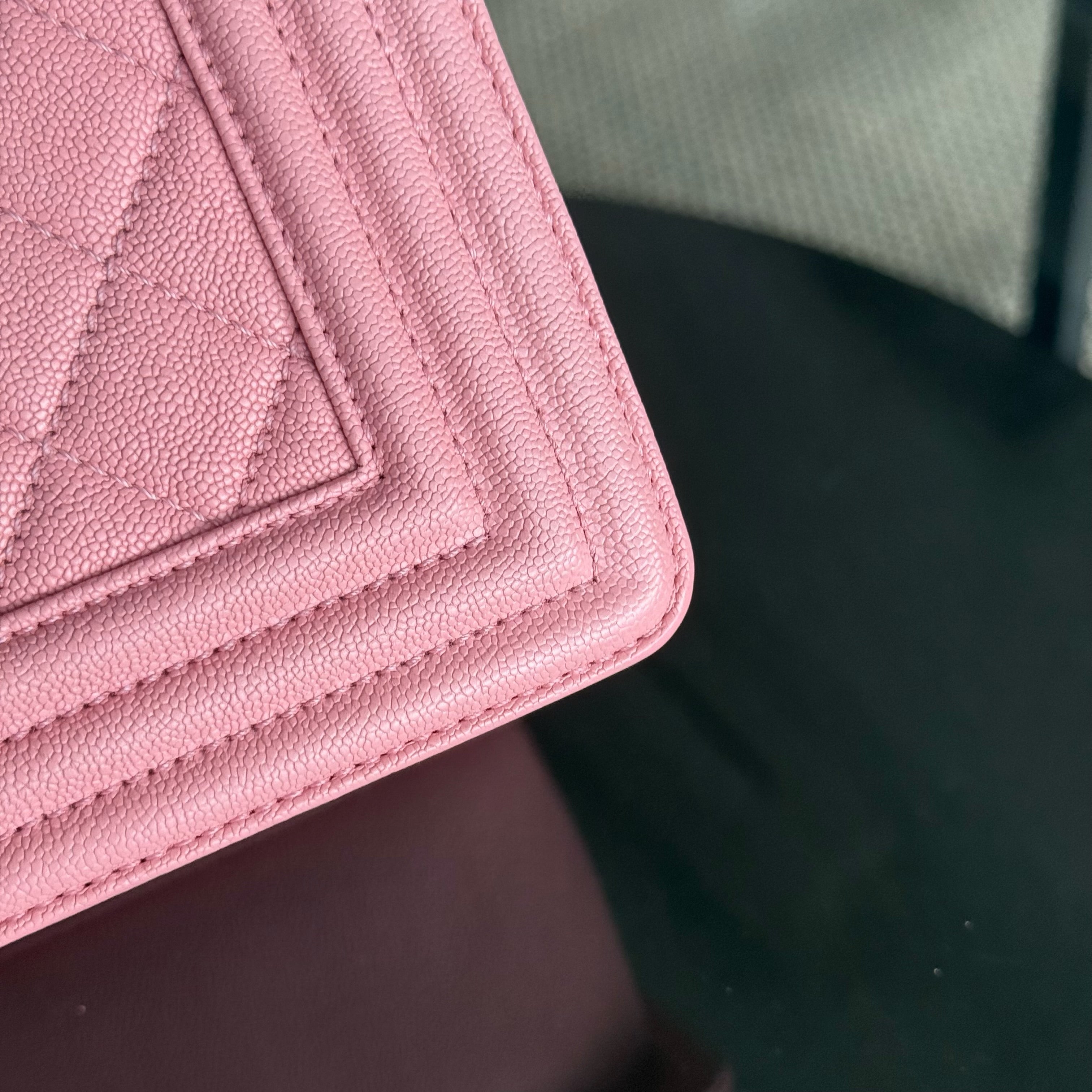 Chanel Boy Medium - Caviar 25CM Quilted Pink Gold Hardware Series 27