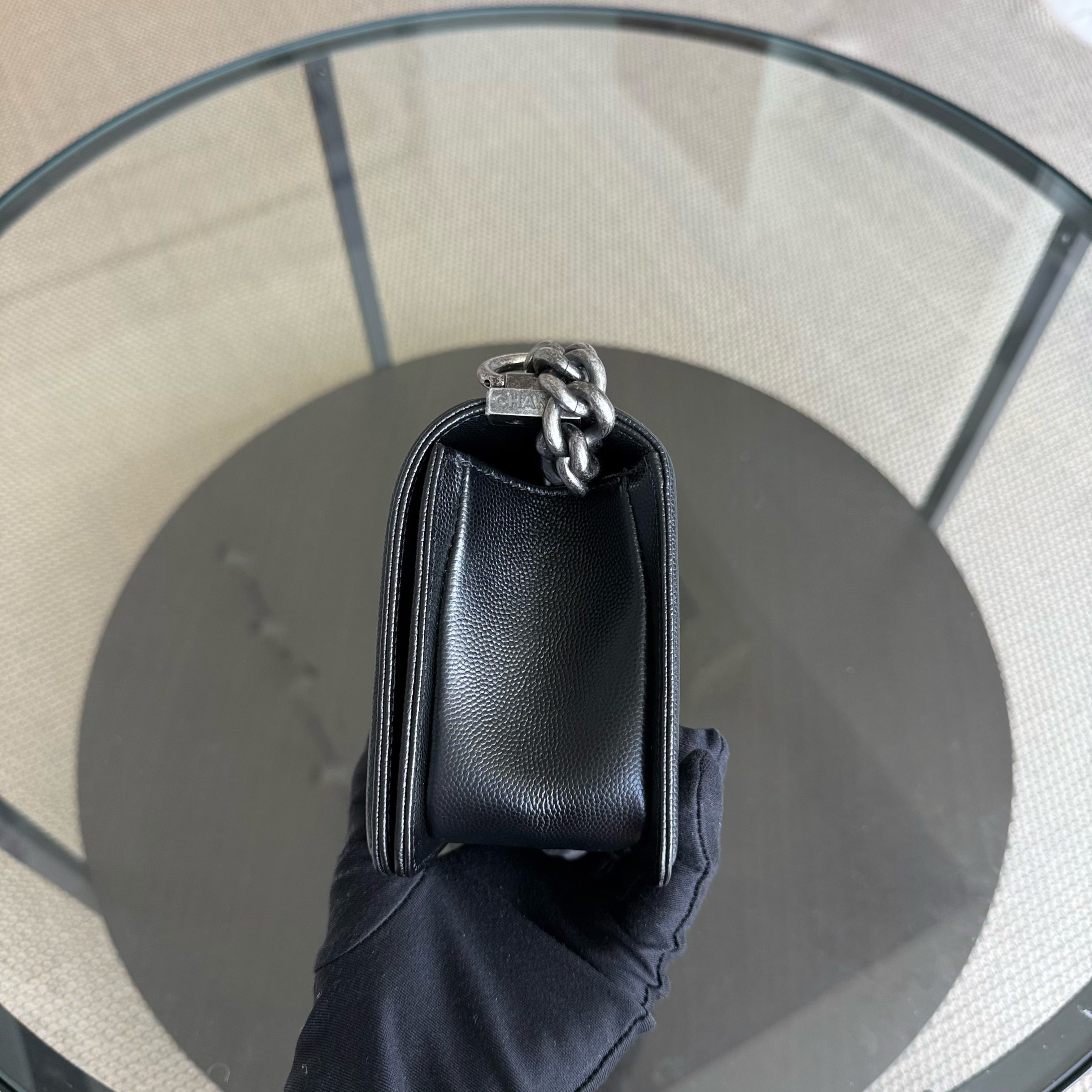 Chanel Boy Small - Caviar 20CM Quilted Black Ruthenium Silver Hardware Series 25