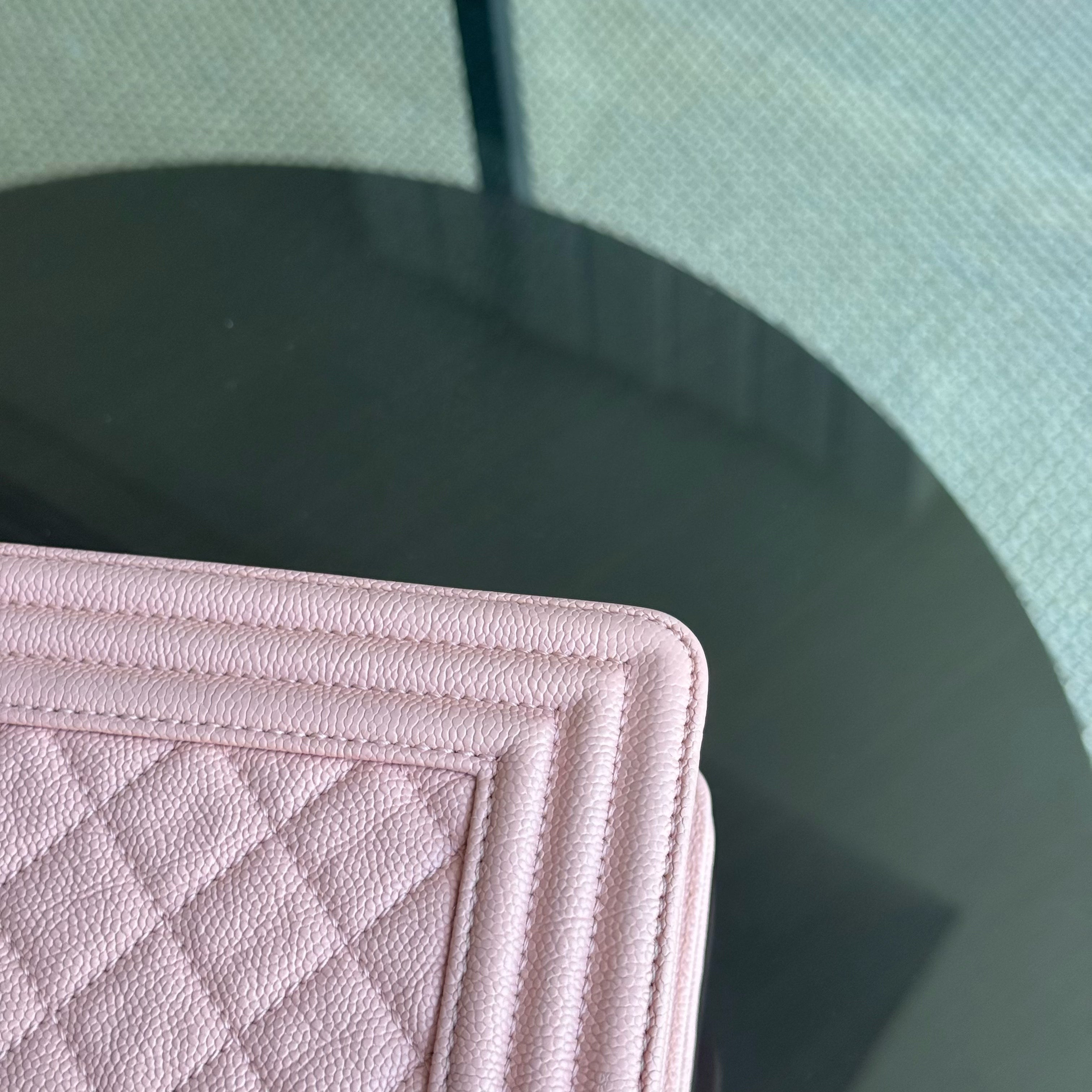 Chanel Boy Medium - Caviar 25CM Quilted Pink Gold Hardware Series 25
