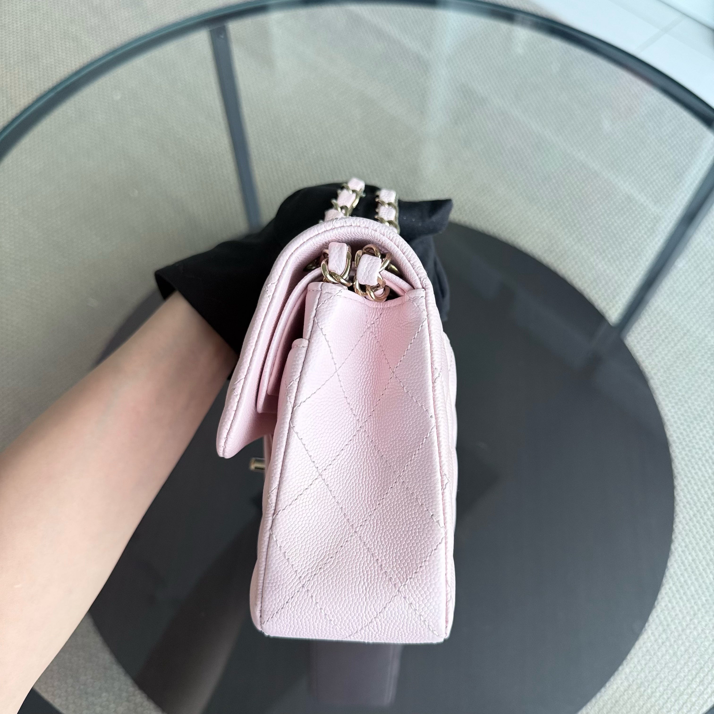 Chanel Classic Flap Small - Caviar 23CM Quilted Light Sakura Pink Gold Hardware Microchip