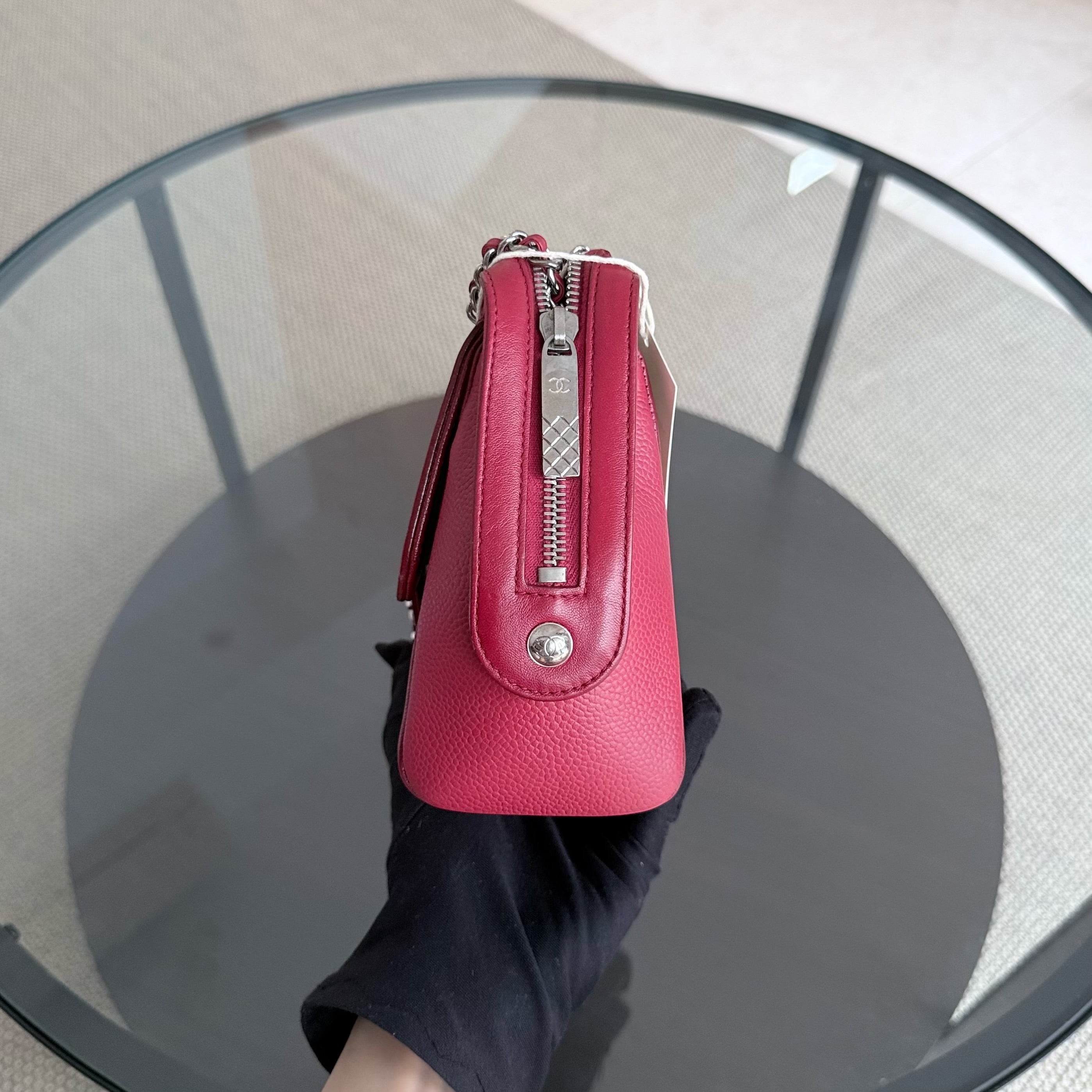 Chanel Flap Medium - Caviar 25CM Quilted Dark Red Silver Hardware Series 24