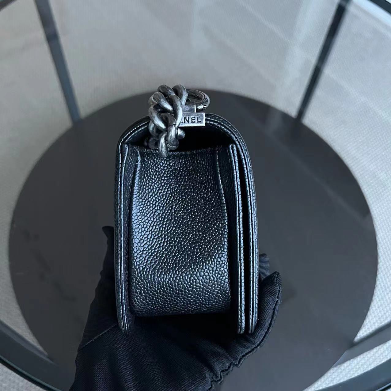 Chanel Boy Small - Caviar Quilted Grained Calfskin Black Ruthenium Silver Hardware Series 19