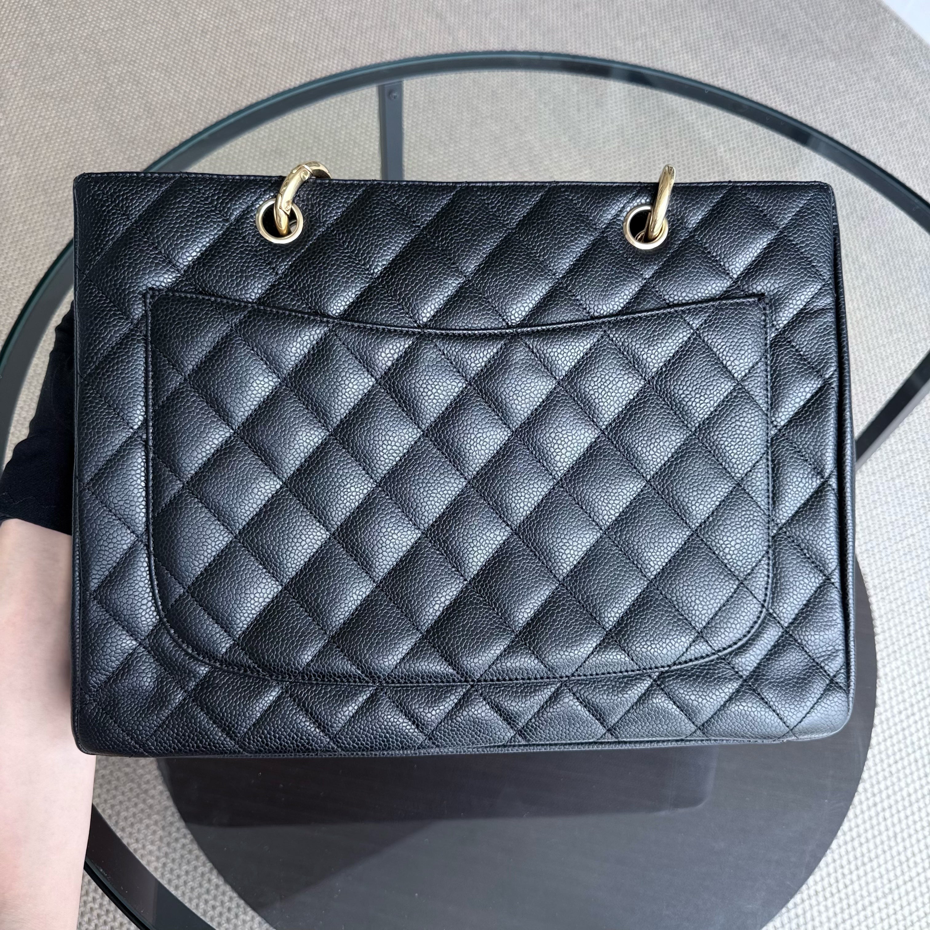Chanel GST Grand Shopping Tote - Caviar Quilted Black Gold Hardware Series 11