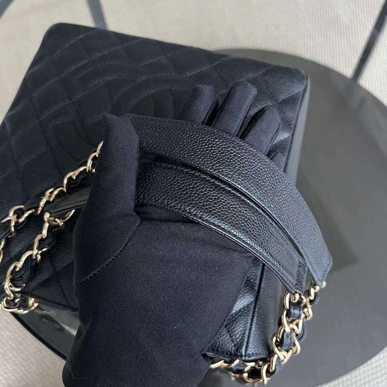 Chanel PST Petite Shopping Tote - Caviar Quilted Black Golden Hardware Series 14